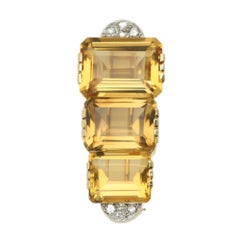 Cartier Paris Yellow Citrine Brooch Pin 18k Gold