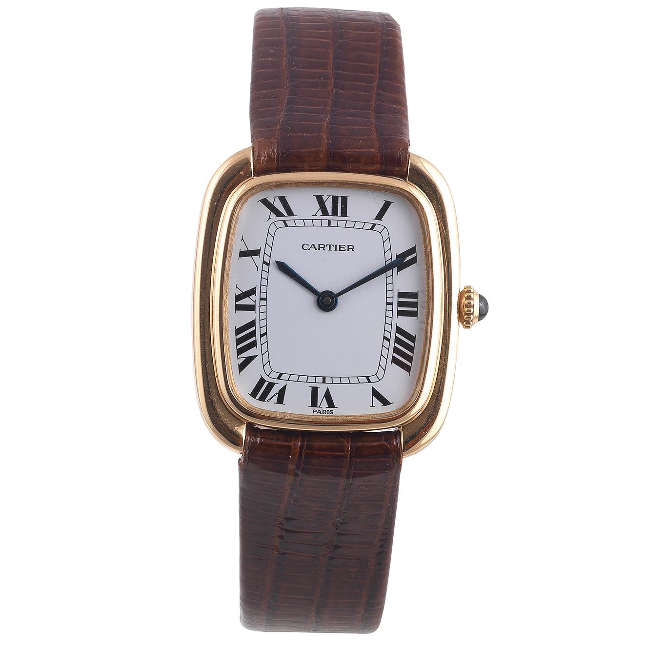 Cartier Paris Yellow Gold Gondole Automatique Self-Winding Wristwatch, 1970s