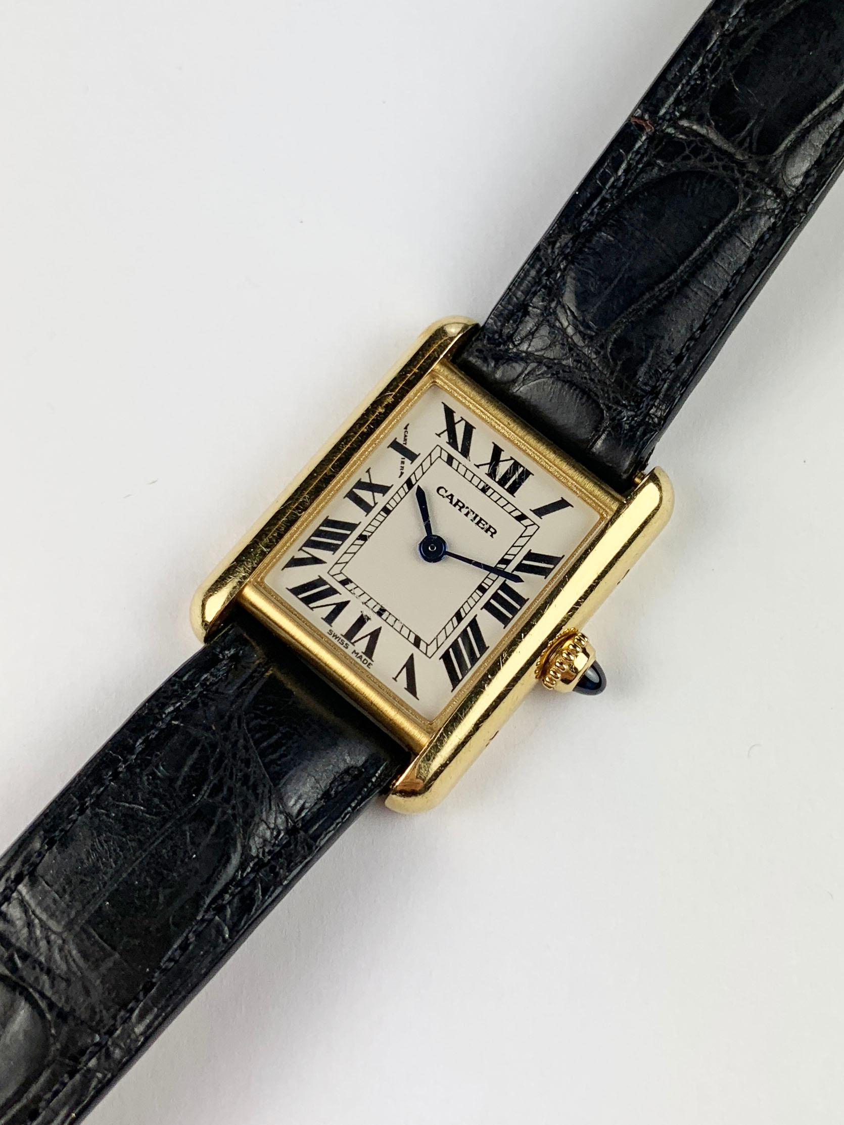 Cartier Paris Yellow Gold Ladies Tank Quartz Wristwatch 1