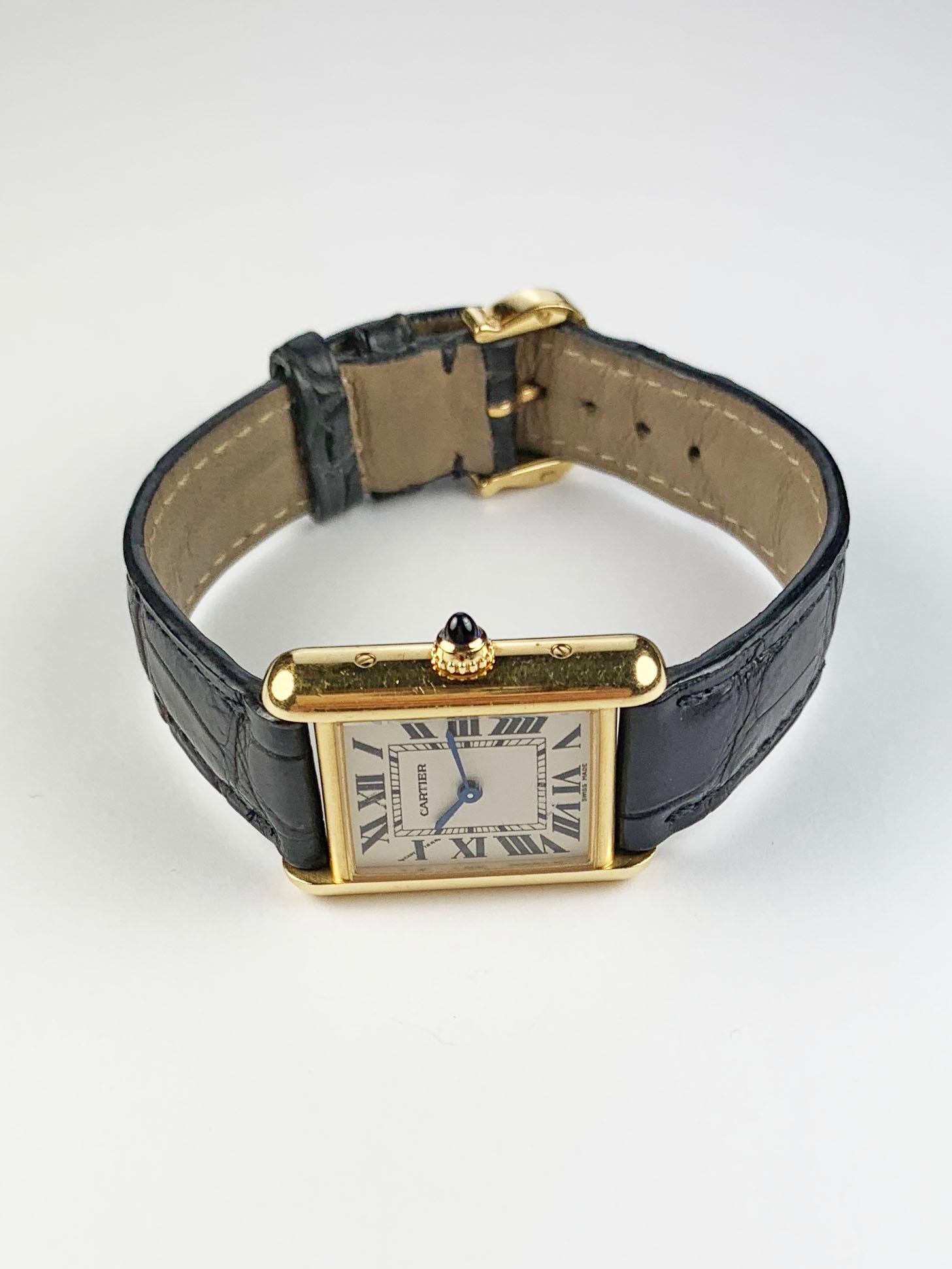 Cartier Paris Yellow Gold Ladies Tank Quartz Wristwatch 3
