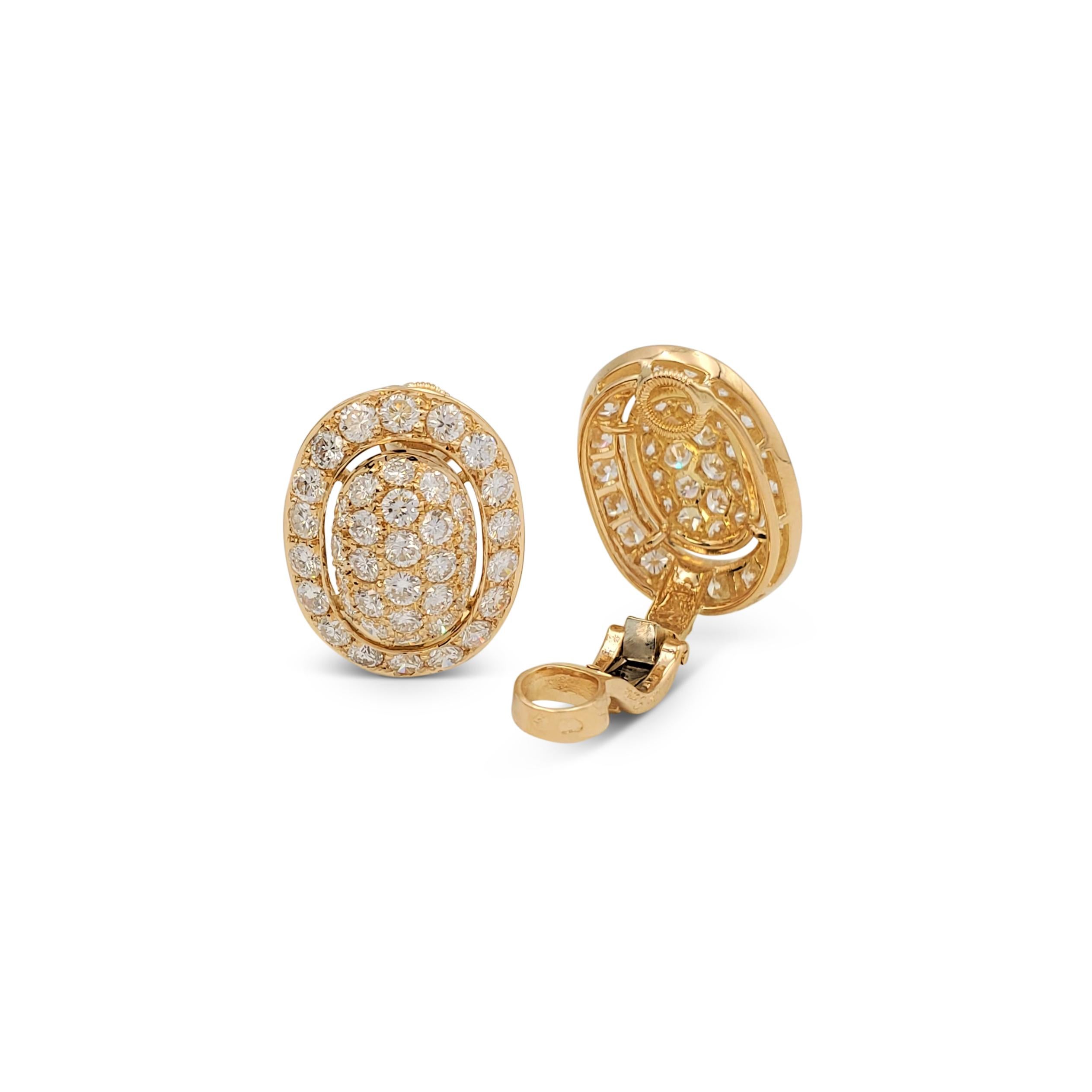 Cartier Paris Yellow Gold Pavé Diamond Earrings In Excellent Condition In New York, NY