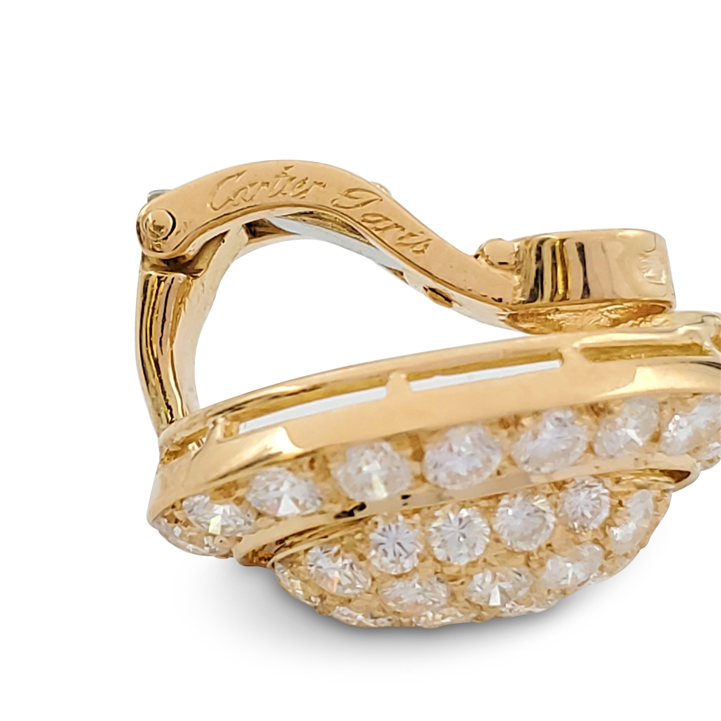 Cartier Paris Yellow Gold Pavé Diamond Earrings 2