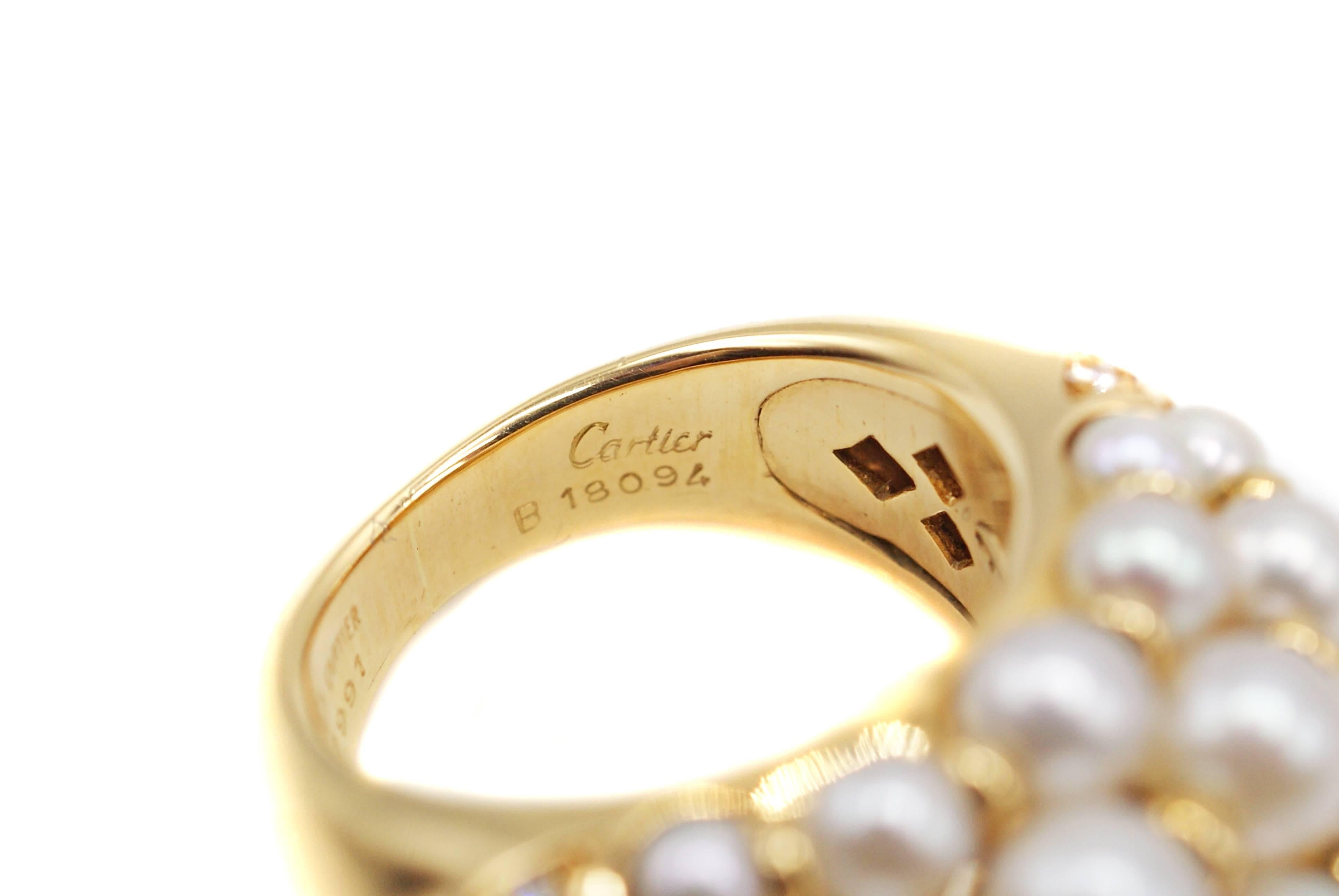 Cartier Paris Yellow Gold Pearl Andromaque Ring In New Condition In New York, NY