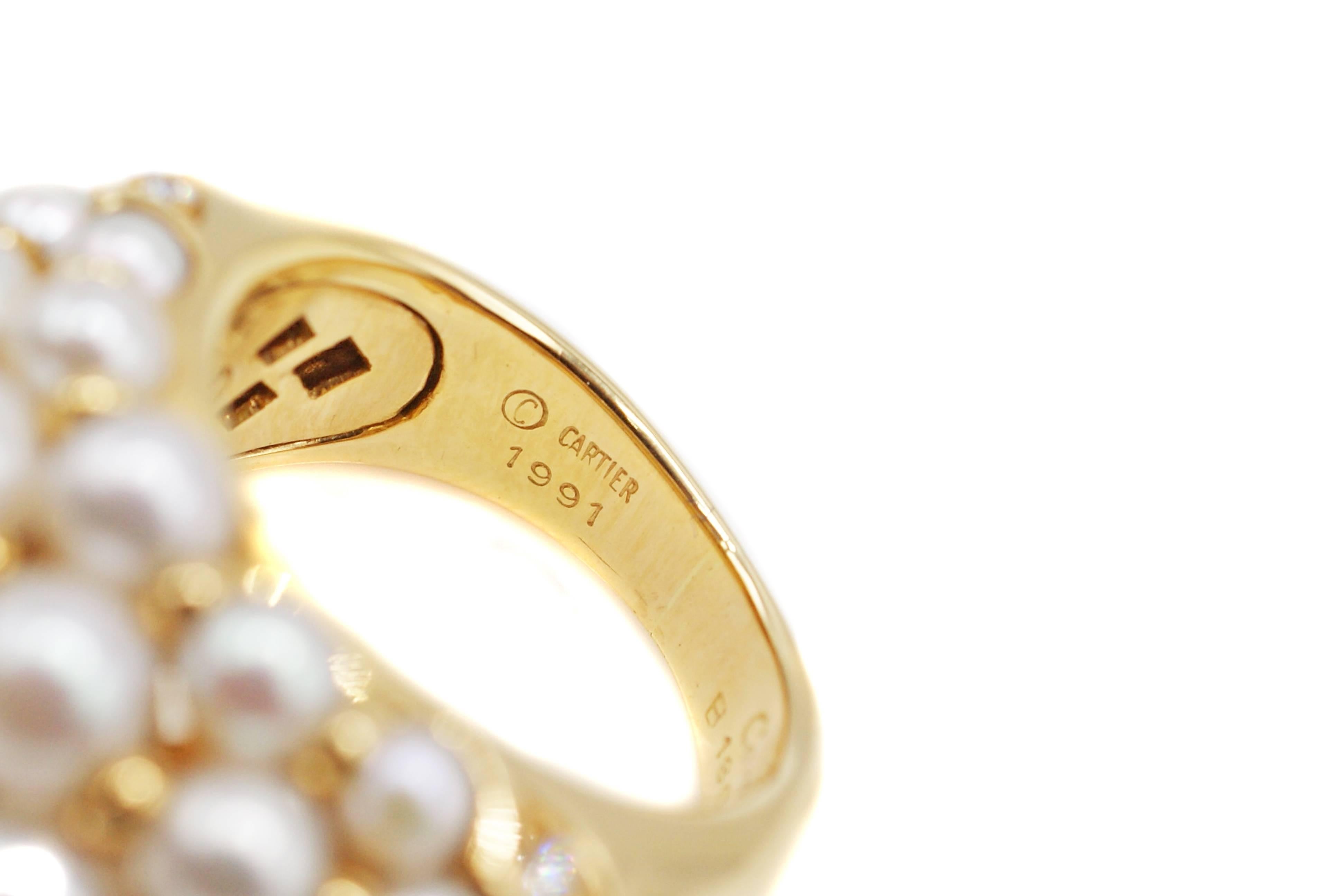 Women's or Men's Cartier Paris Yellow Gold Pearl Andromaque Ring