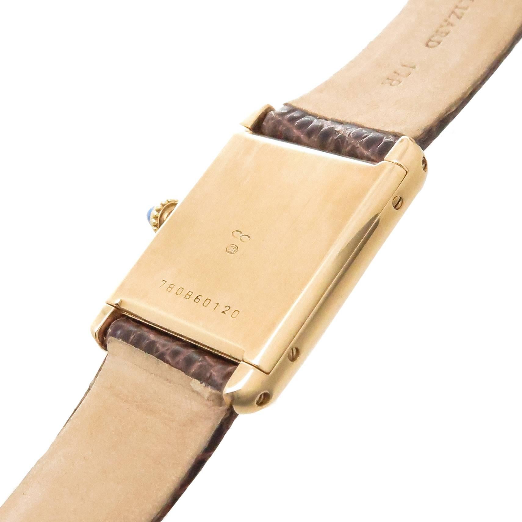 Cartier Paris Yellow Gold Tank Mechanical Wristwatch In Excellent Condition In Chicago, IL