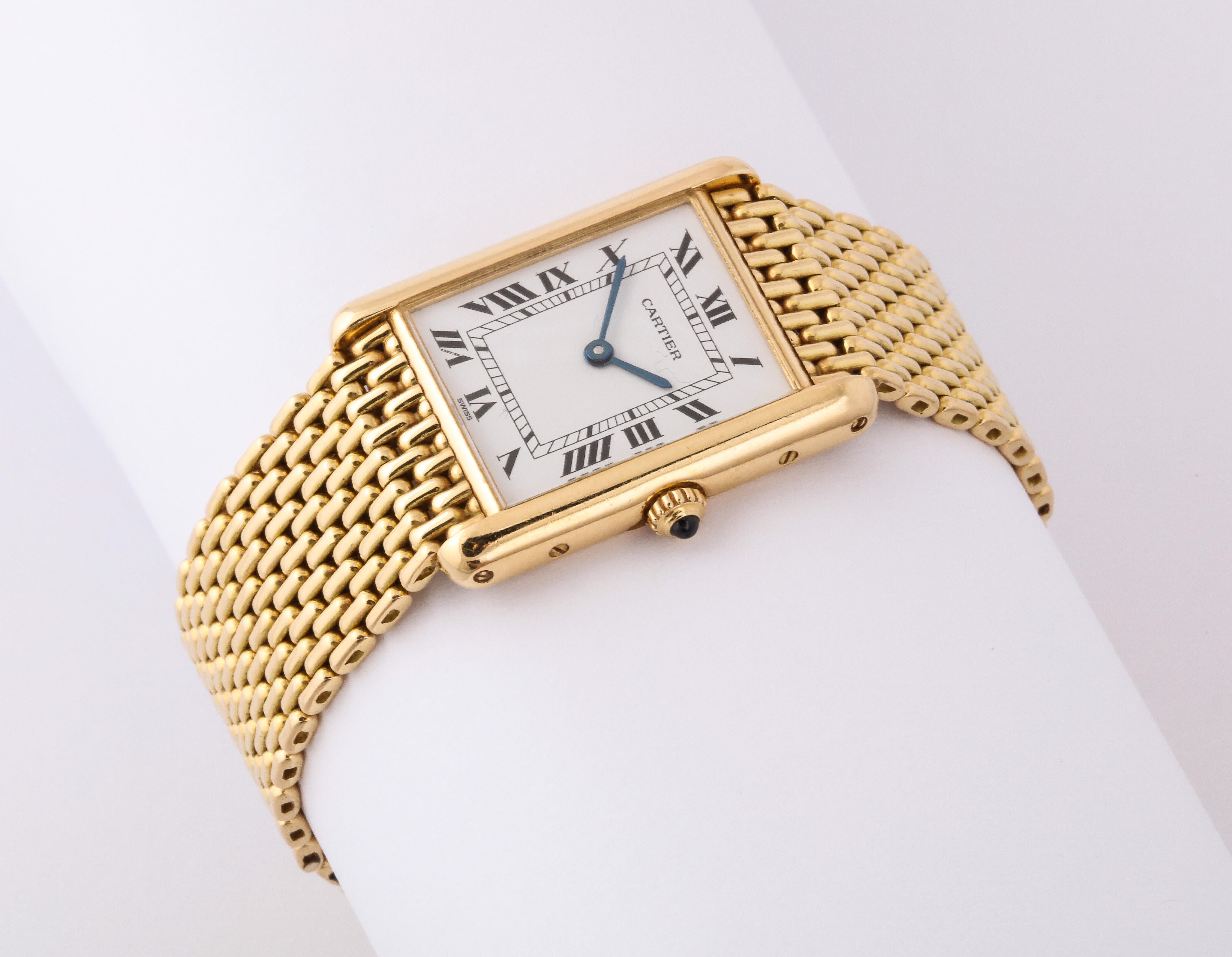 Cartier Paris Yellow Gold Tank Quartz Wristwatch In Good Condition In New York, NY