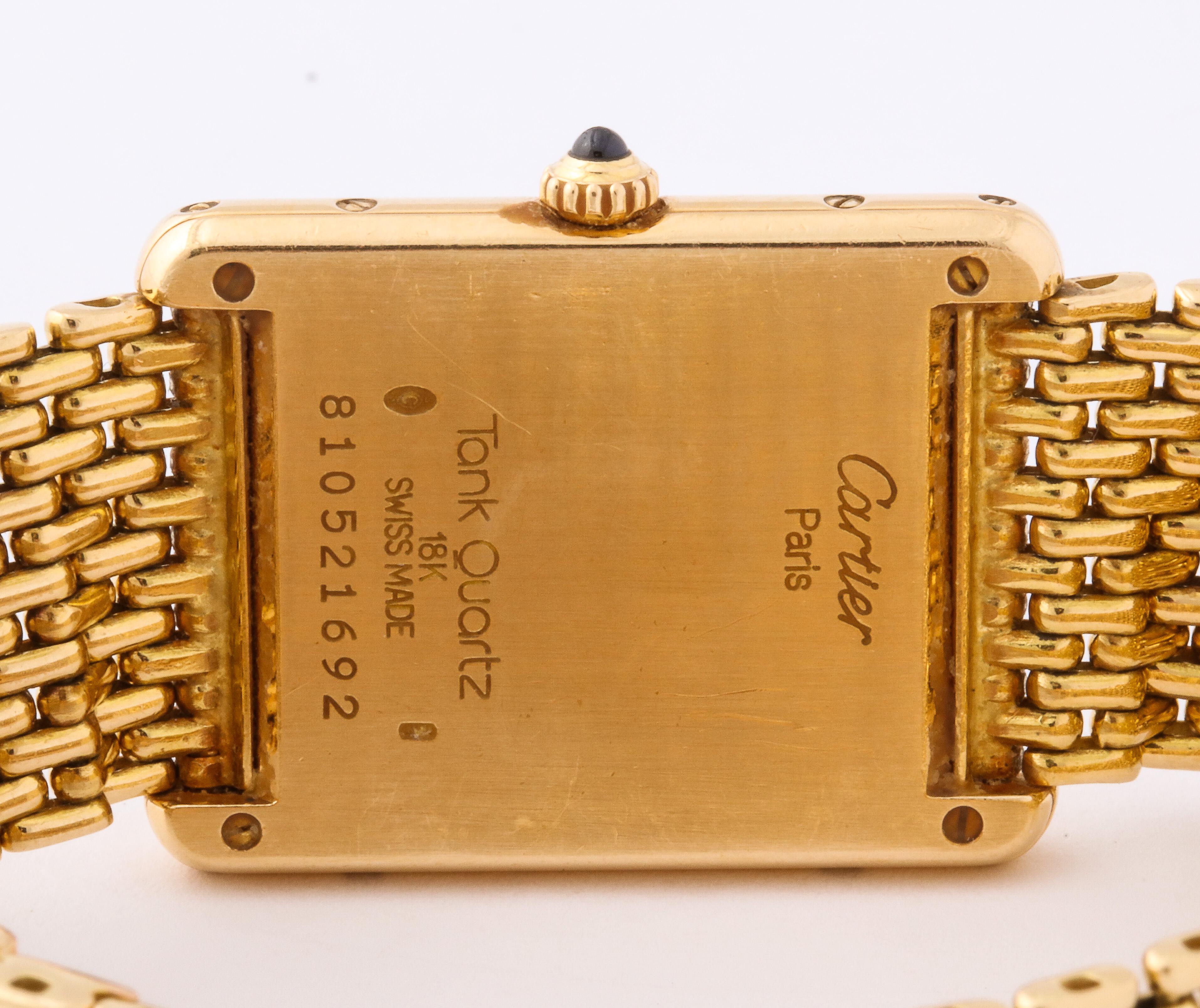 Cartier Paris Yellow Gold Tank Quartz Wristwatch 1