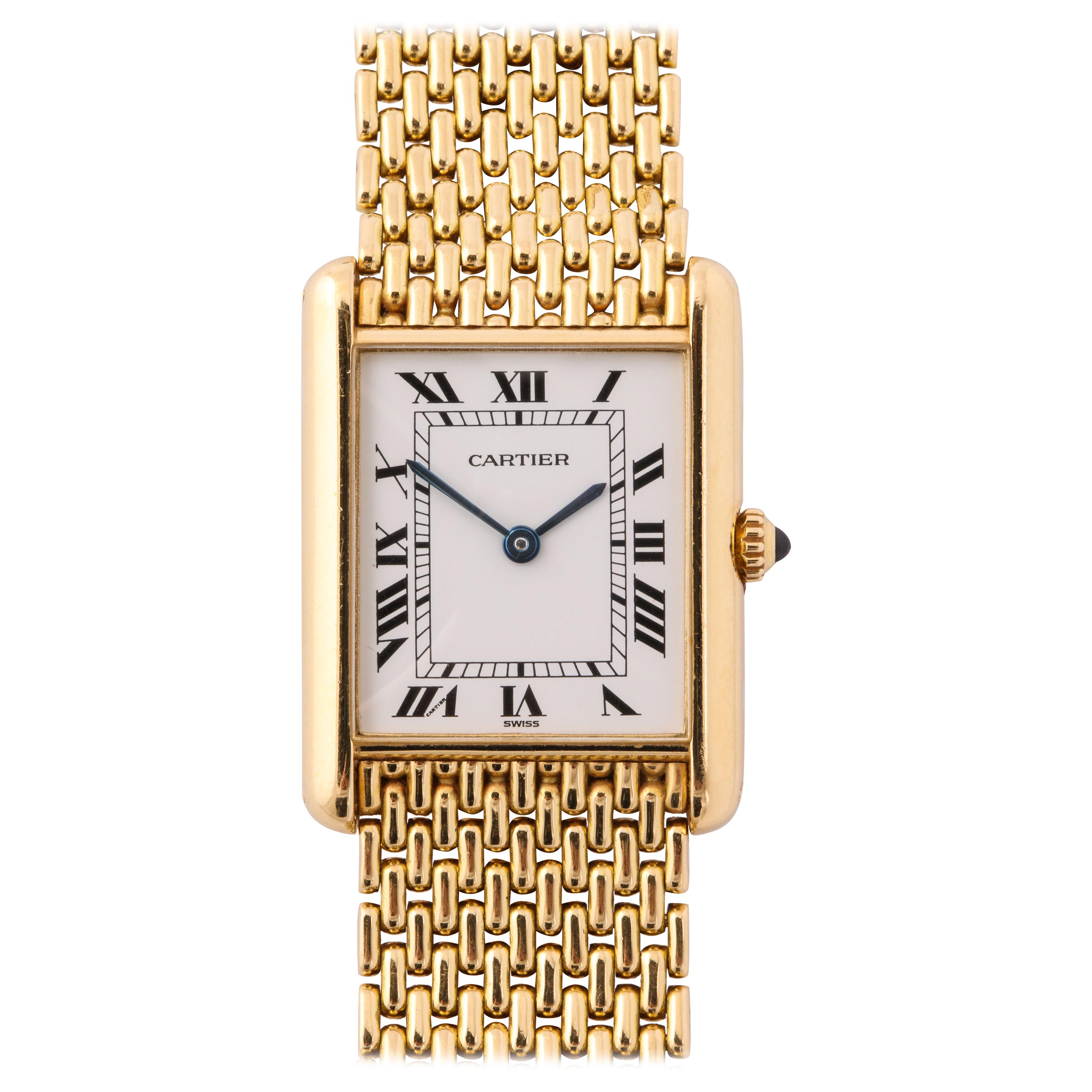 Cartier Paris Yellow Gold Tank Quartz Wristwatch