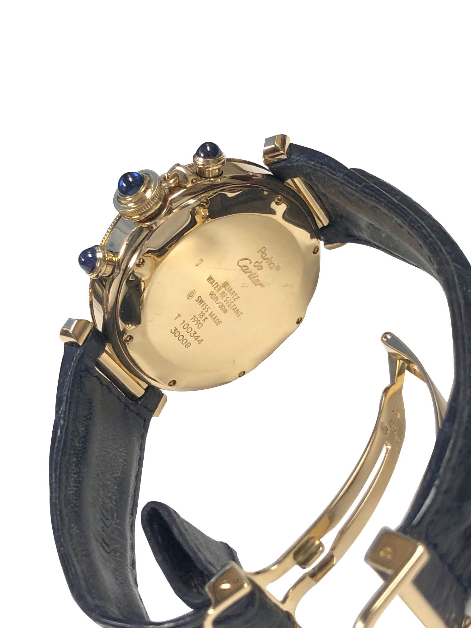 Women's or Men's Cartier Pash De Cartier Yellow Gold Chronograph quartz Wristwatch
