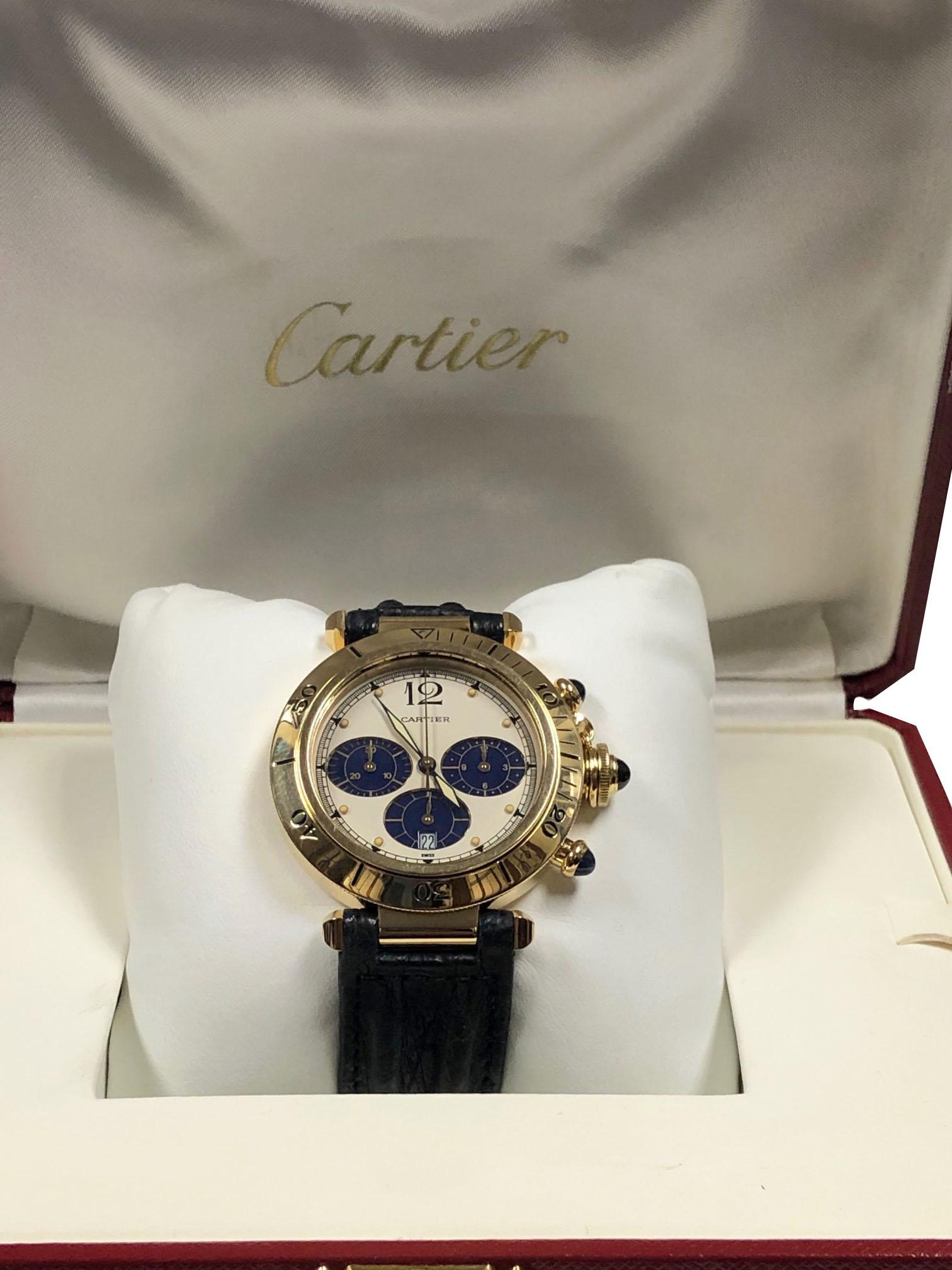 Cartier Pash De Cartier Yellow Gold Chronograph quartz Wristwatch 2