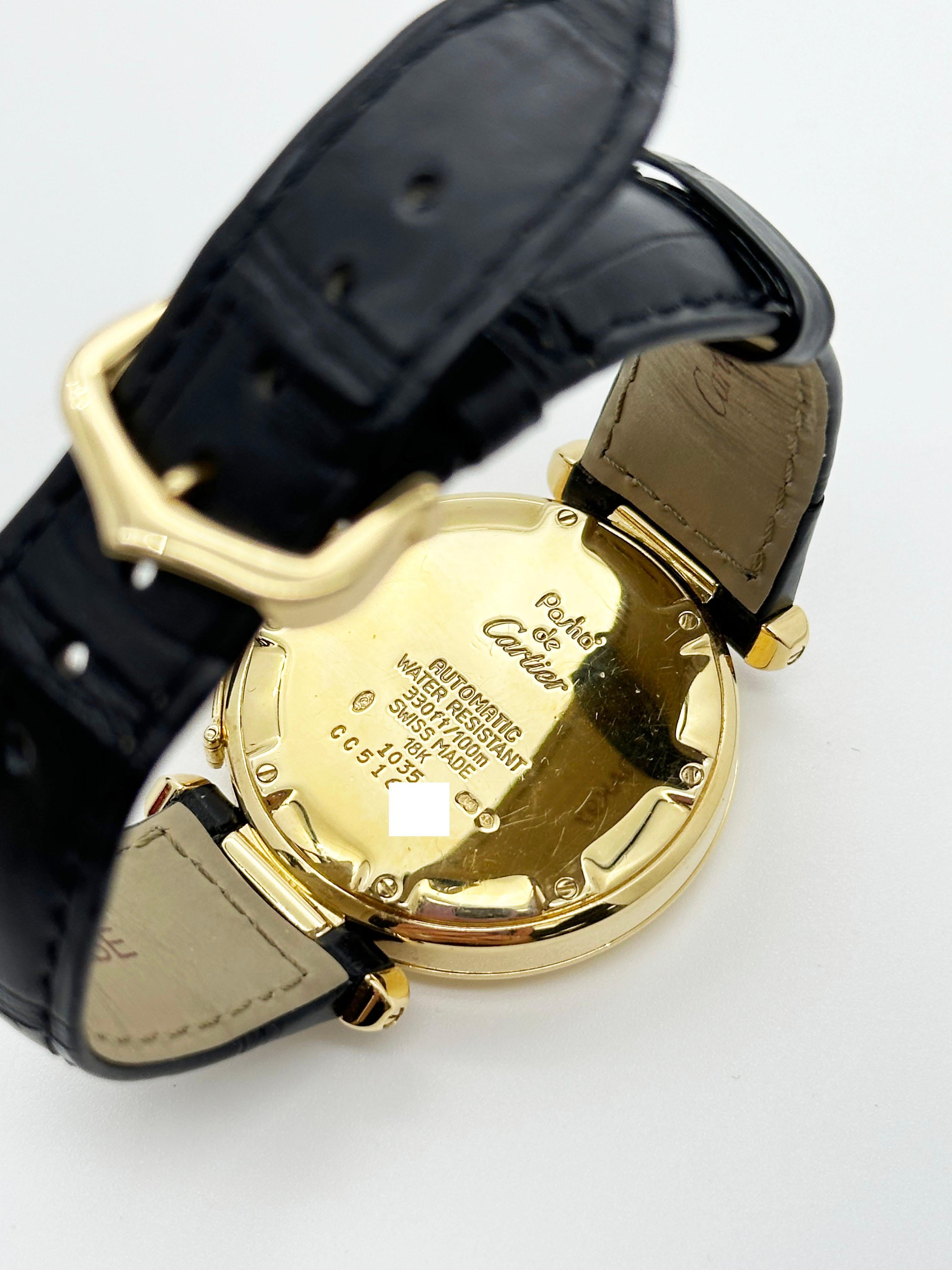 Cartier Pasha 1035 35m MOP Zifferblatt 18K Gelbgold Lederriemen Service Papier 6