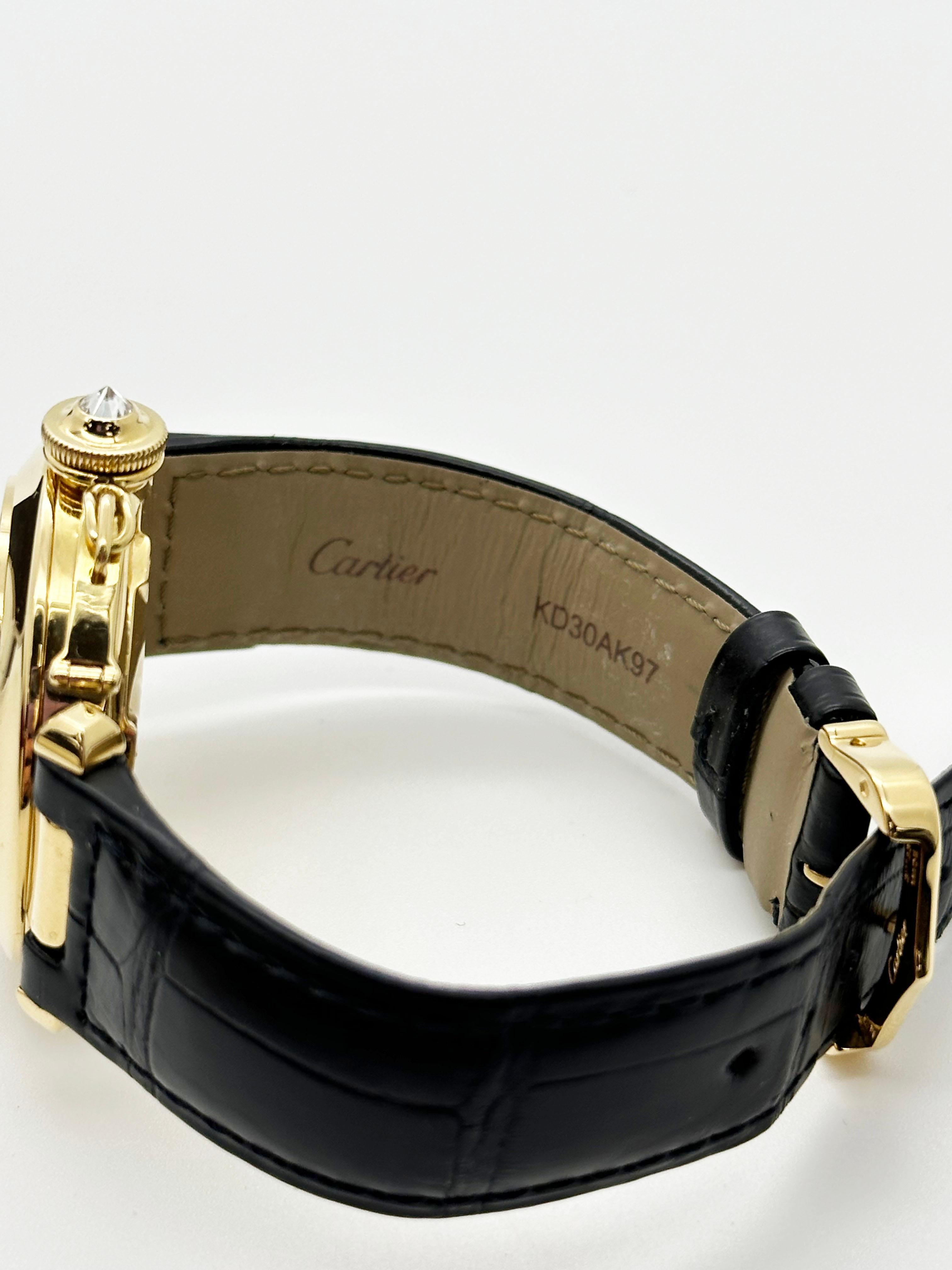 Cartier Pasha 1035 35m MOP Zifferblatt 18K Gelbgold Lederriemen Service Papier 7