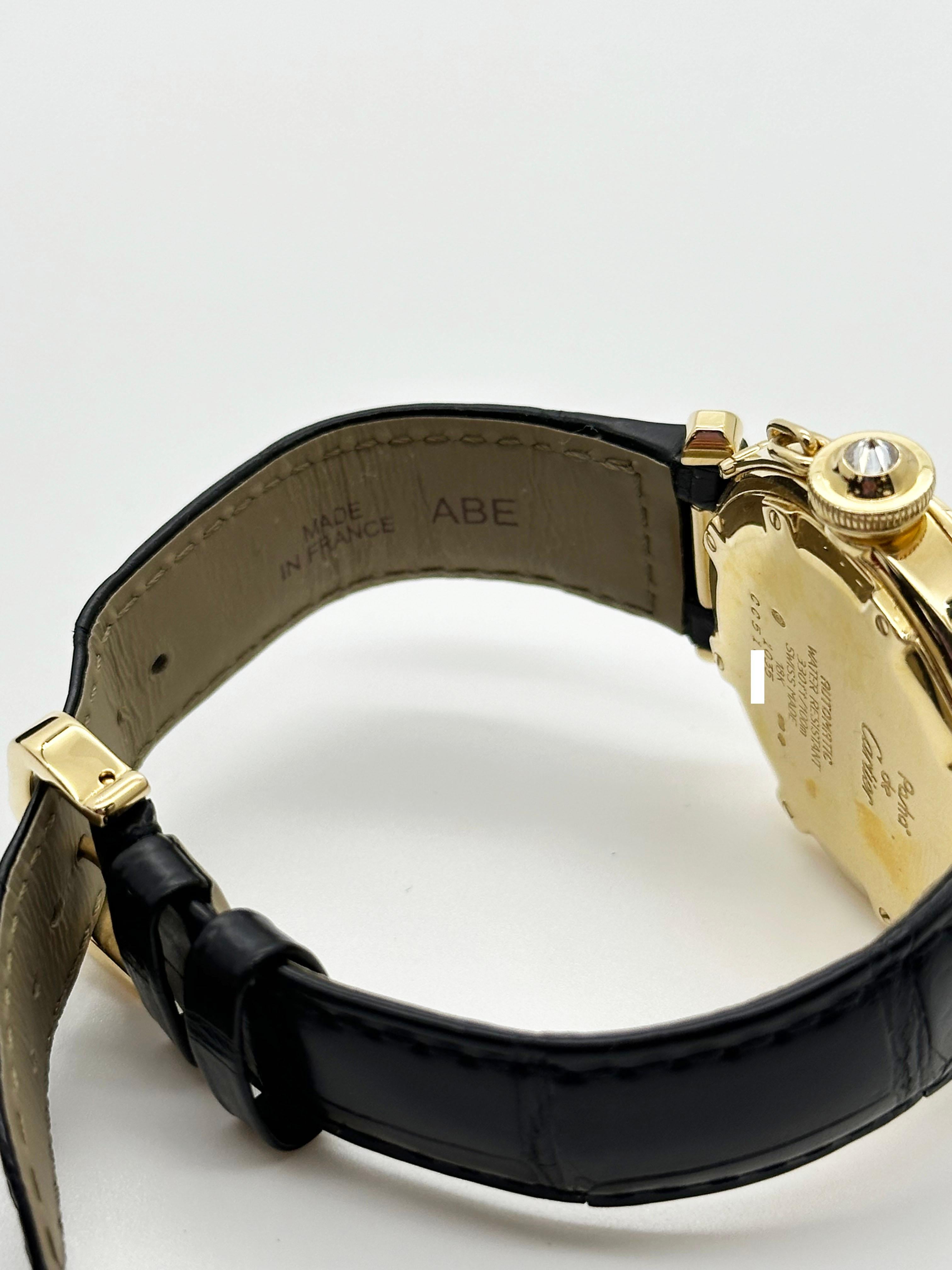 Cartier Pasha 1035 35m MOP Zifferblatt 18K Gelbgold Lederriemen Service Papier 8