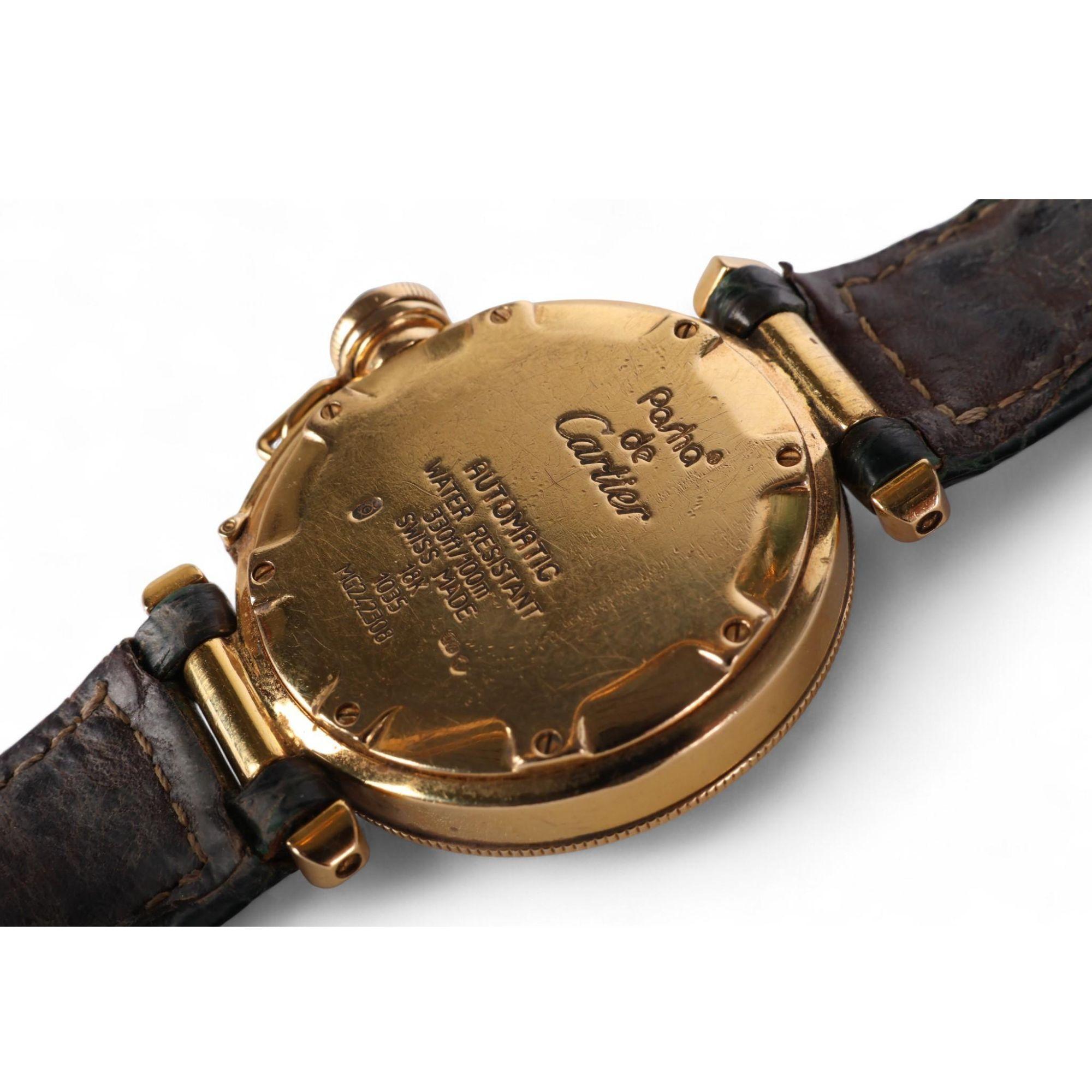 Cartier Pasha 1035 Automatic Watch 18K Gold Ivory Dial Alligator Strap 35mm en venta 5