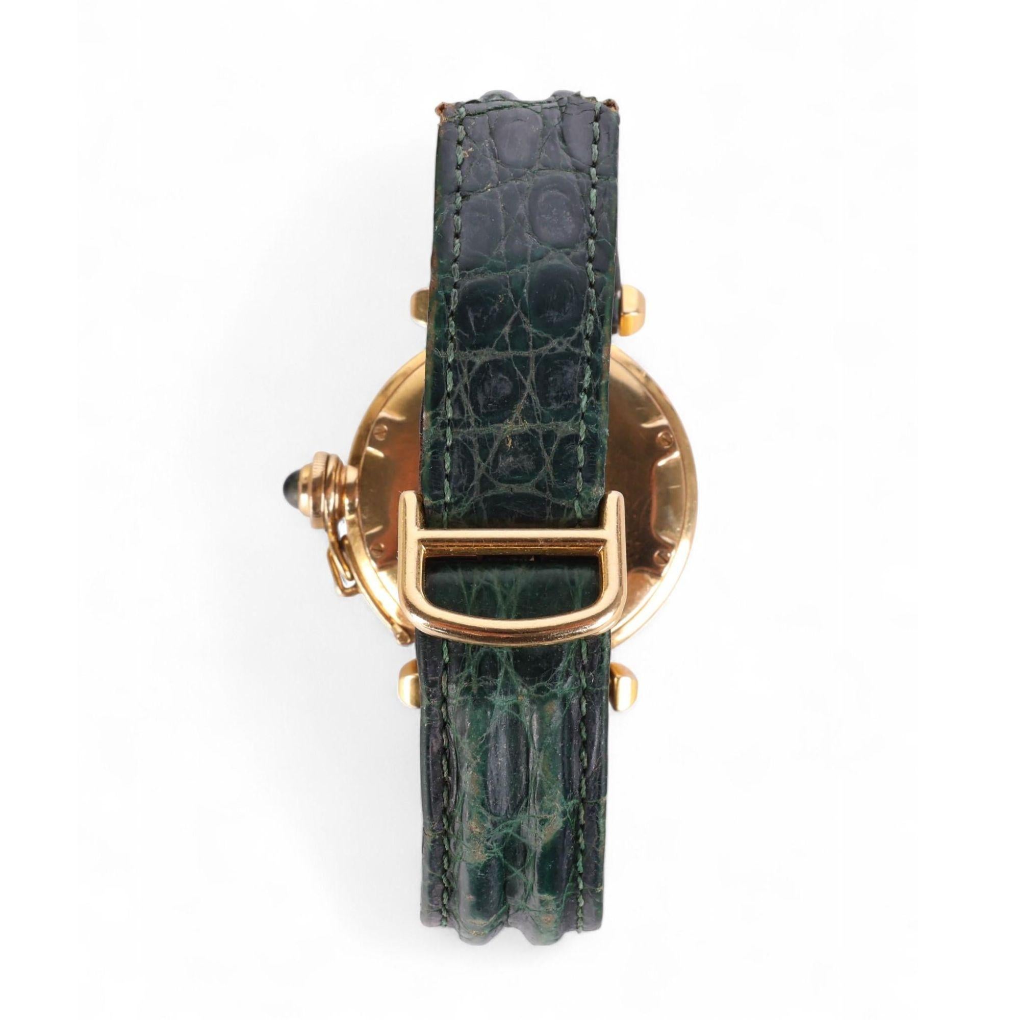 Cartier Pasha 1035 Automatic Watch 18K Gold Ivory Dial Alligator Strap 35mm en venta 1