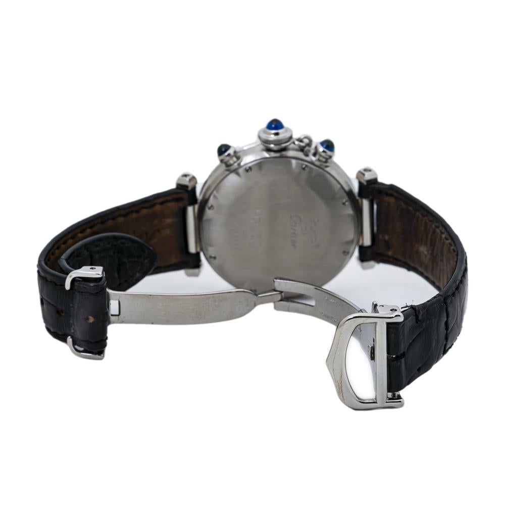 Contemporary Cartier Pasha 1050 Chronograph Quartz Stainless Steel Unisex Watch