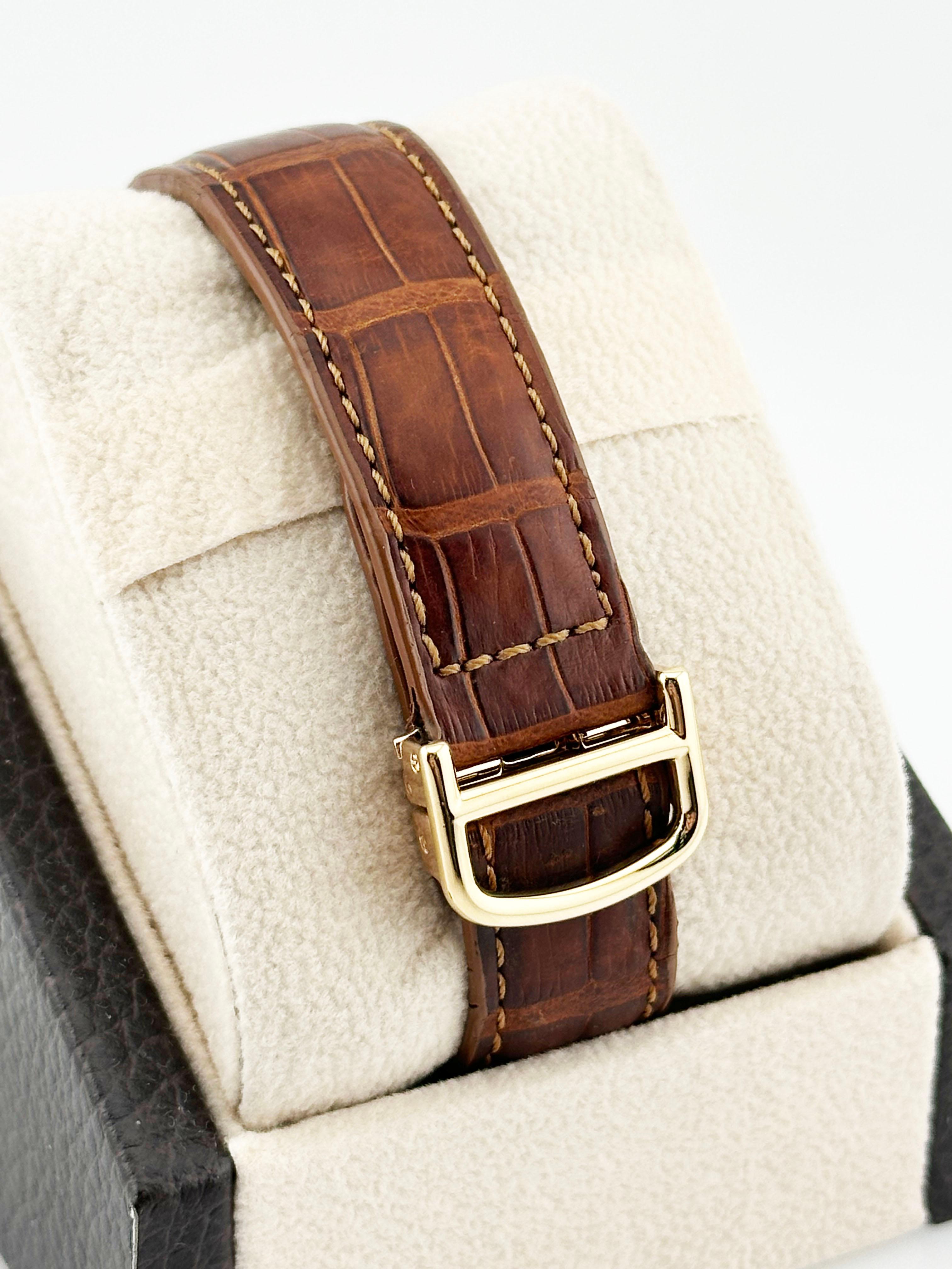 Cartier Pasha 1353 Cronógrafo Esfera Gris Oro Amarillo 18K Correa de Piel 35mm en venta 2