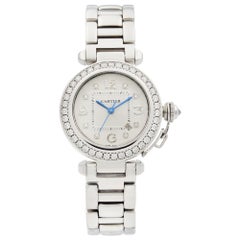 Cartier Pasha 18 Karat White Gold Diamond Watch Automatic Ladies Watch 2398