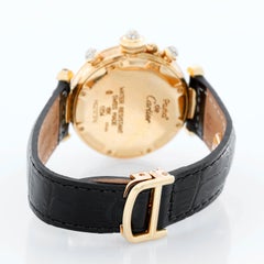 Cartier Pasha 18 Karat Yellow Gold and Diamond Ladies Watch on Black Strap Band