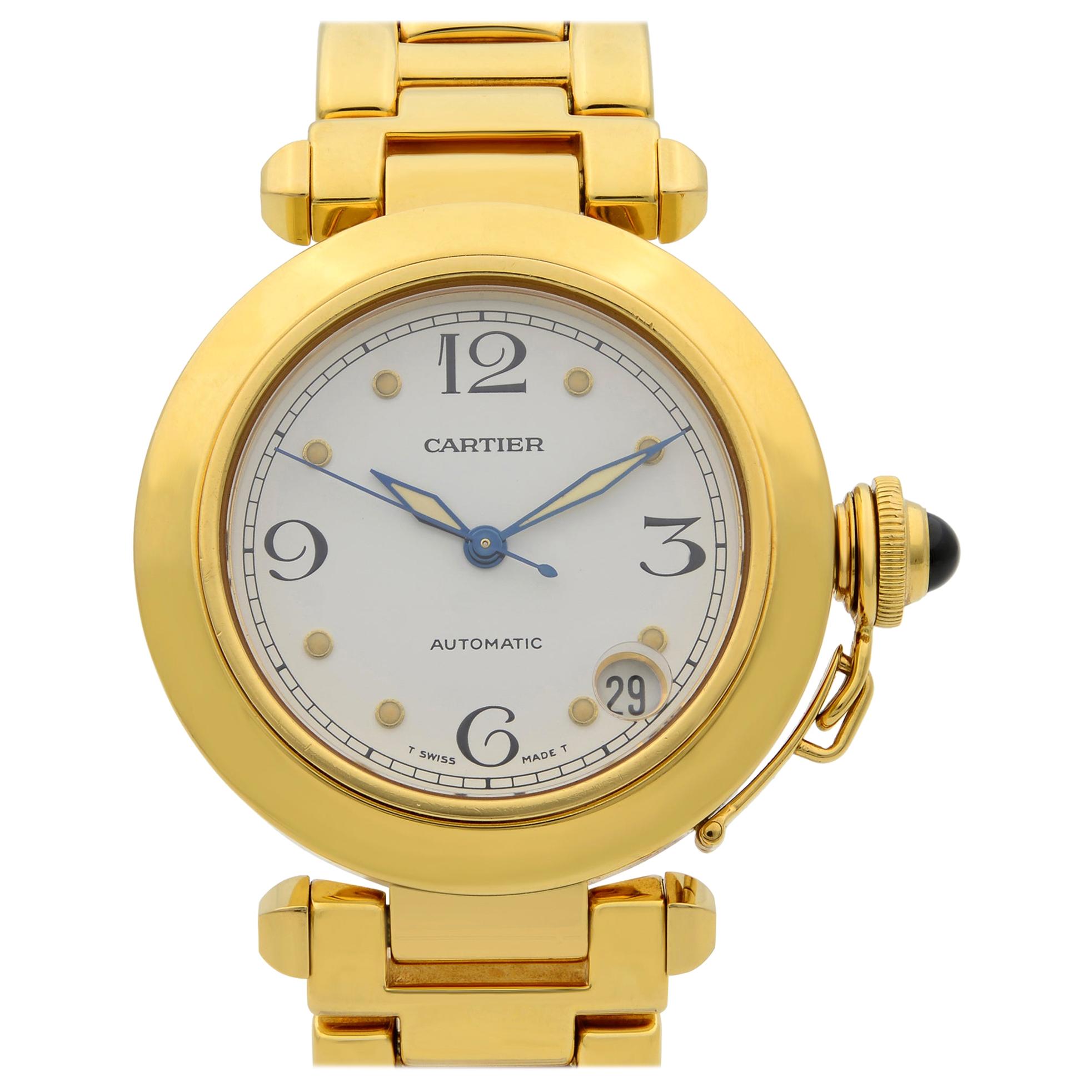 Cartier Pasha 18 Karat Yellow Gold White Dial Automatic Ladies Watch WJ1110H9
