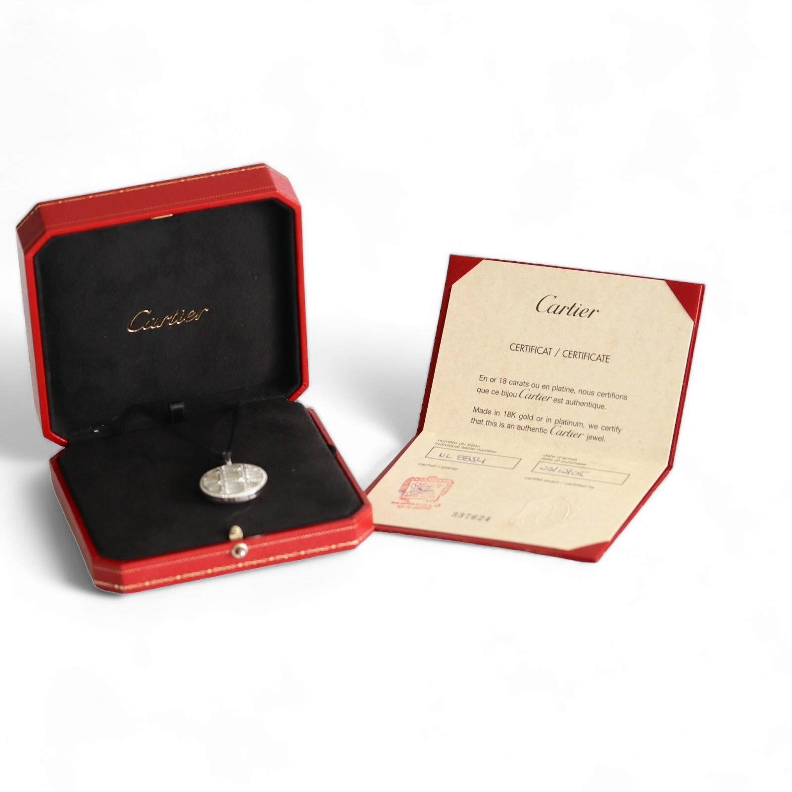 Contemporary Cartier Pasha 18k Gold Mother of Pearl and Diamond Pendant with Box and Papers For Sale