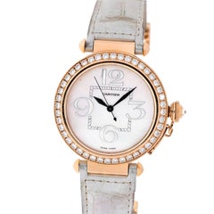 Cartier Pasha 18K Rose Gold Ladies Diamond Round White Dial Ladies Watch