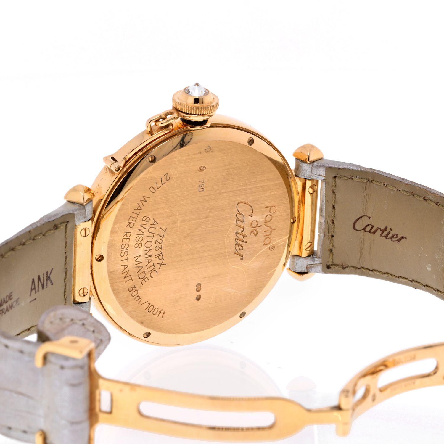 Modern Cartier Pasha 18K Rose Gold Ladies Diamond Round White Dial Ladies Watch