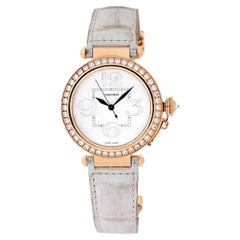 Cartier Pasha 18K Rose Gold Ladies Diamond Round White Dial Ladies Watch