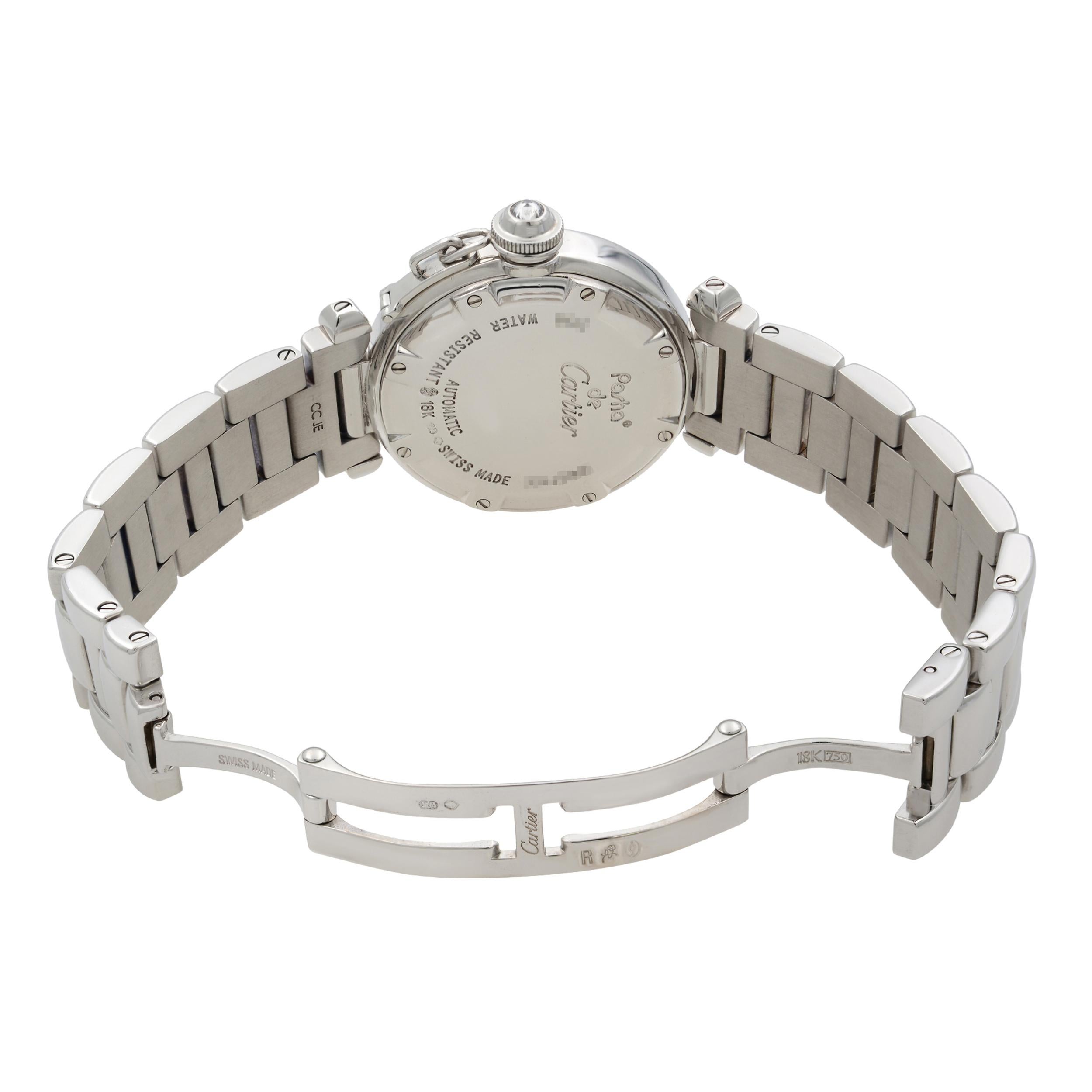 Women's Cartier Pasha 18 Karat White Gold Diamond Watch Automatic Ladies Watch 2398