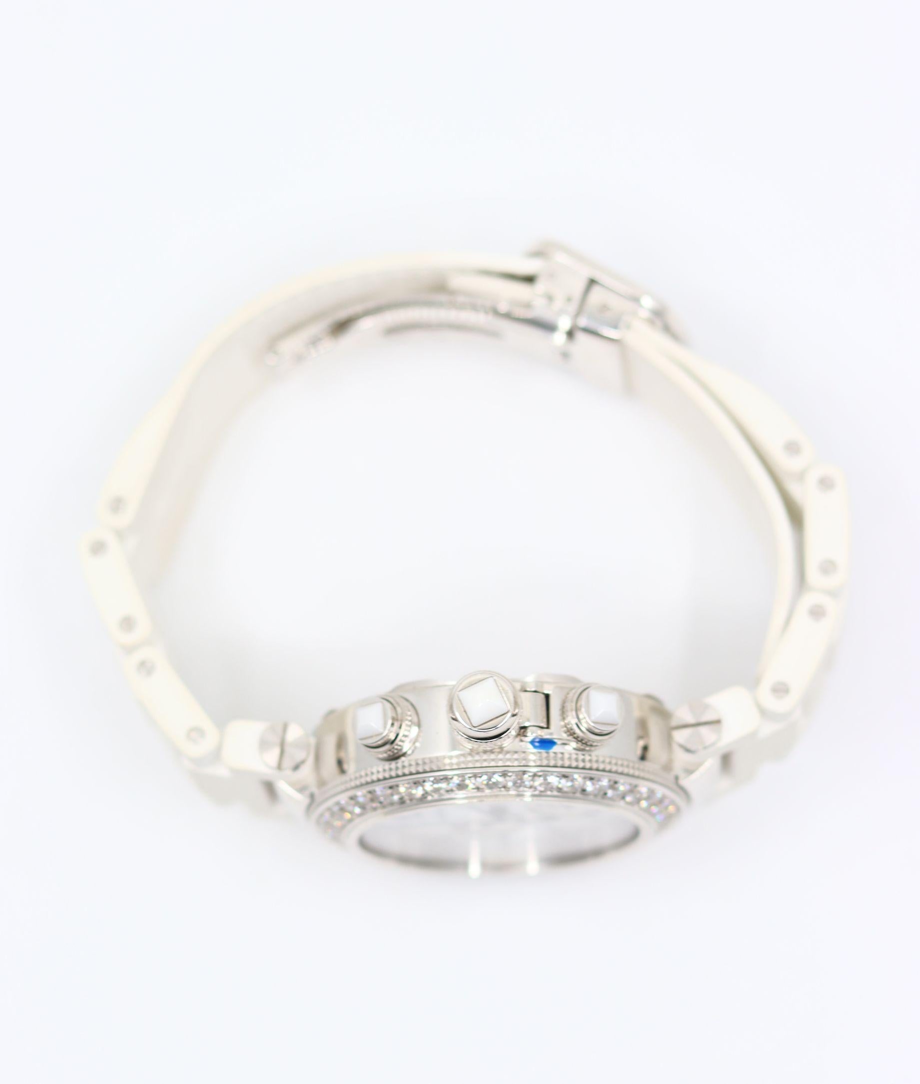 Cartier Pascha 18K Weißgold Diamant Uhr im Angebot 1