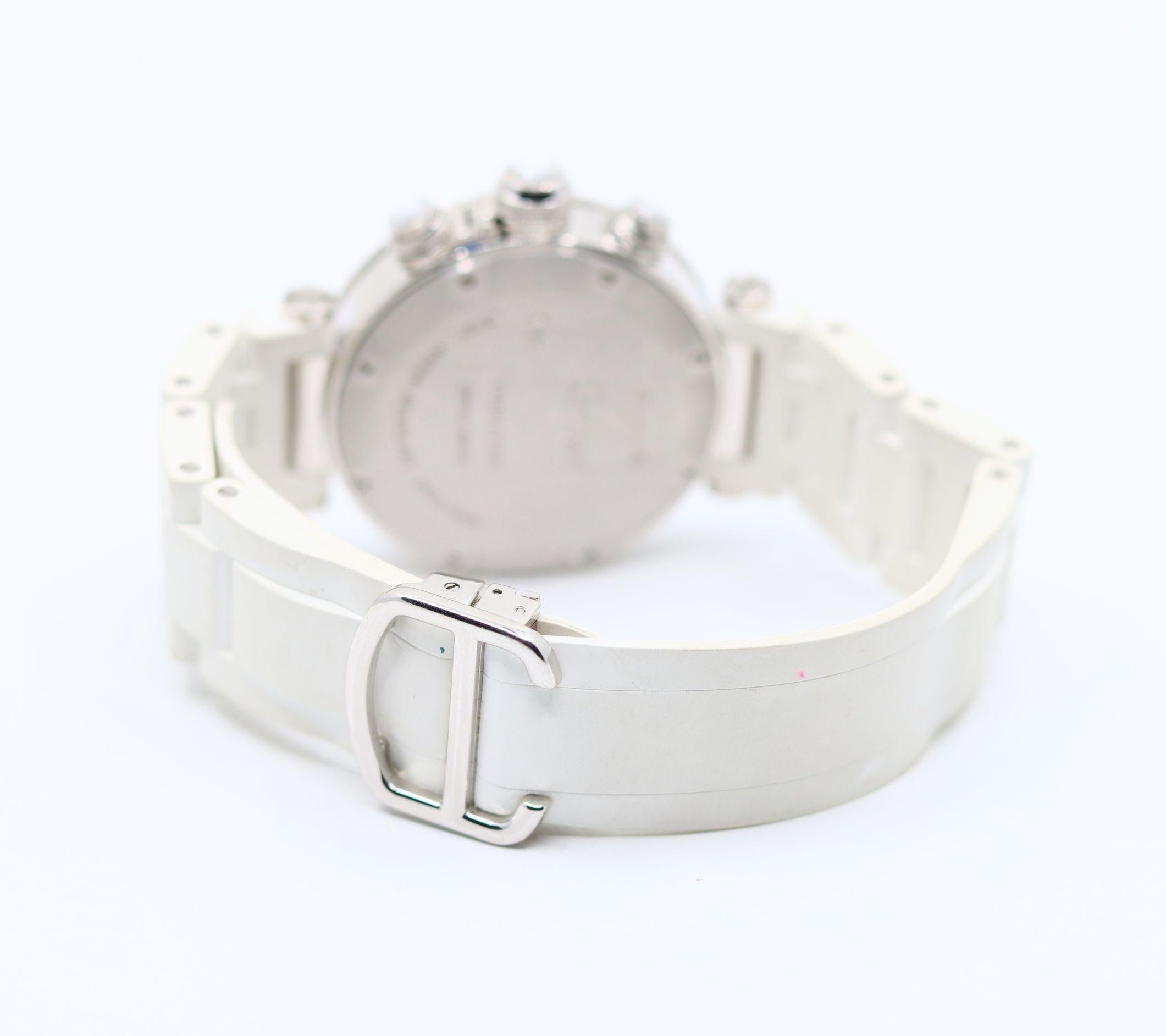 Cartier Pascha 18K Weißgold Diamant Uhr im Angebot 4