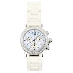 Cartier Pasha 18K White Gold Diamond Watch