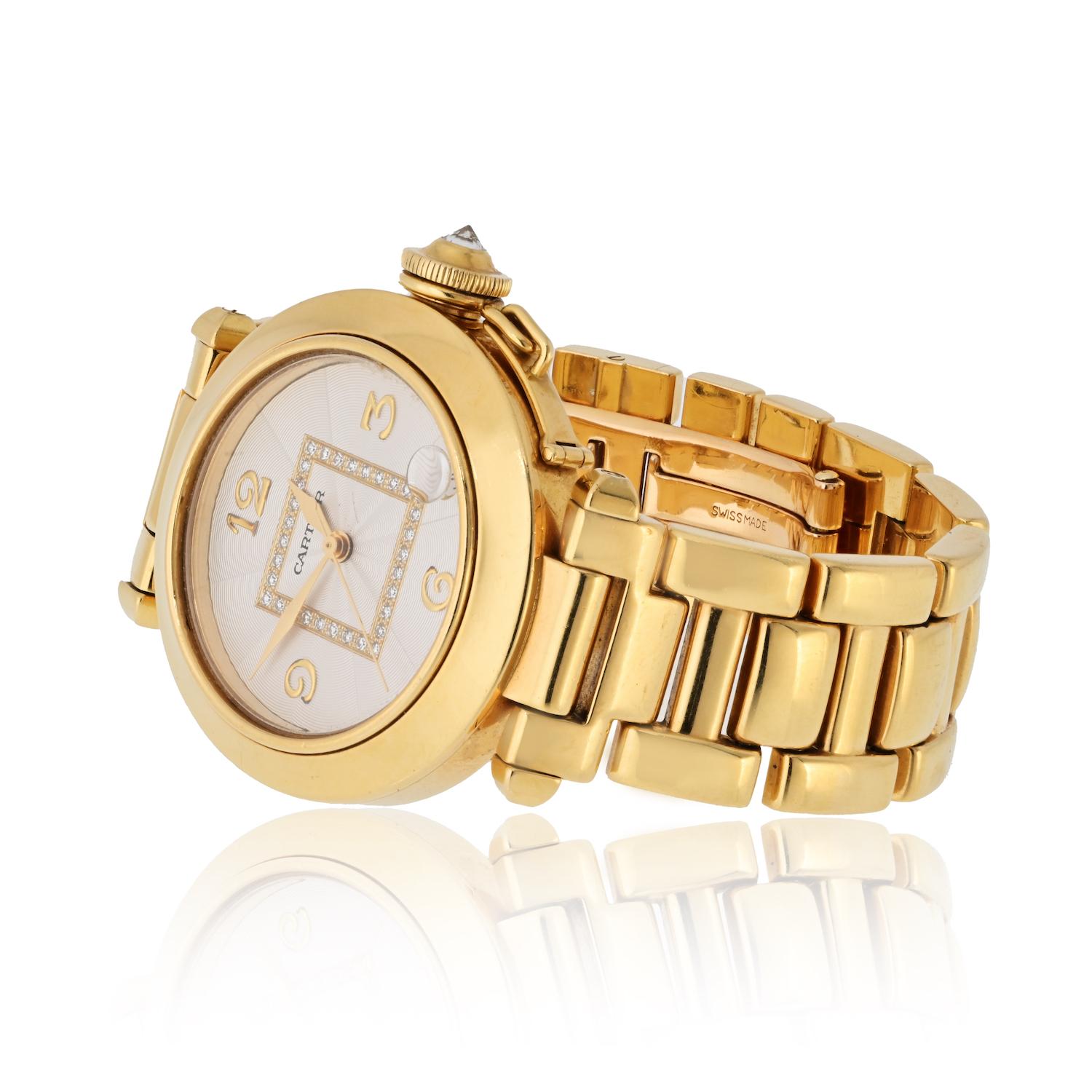 Modern Cartier Pasha 18K Yellow Gold 35mm Automatic Factory Dial Watch