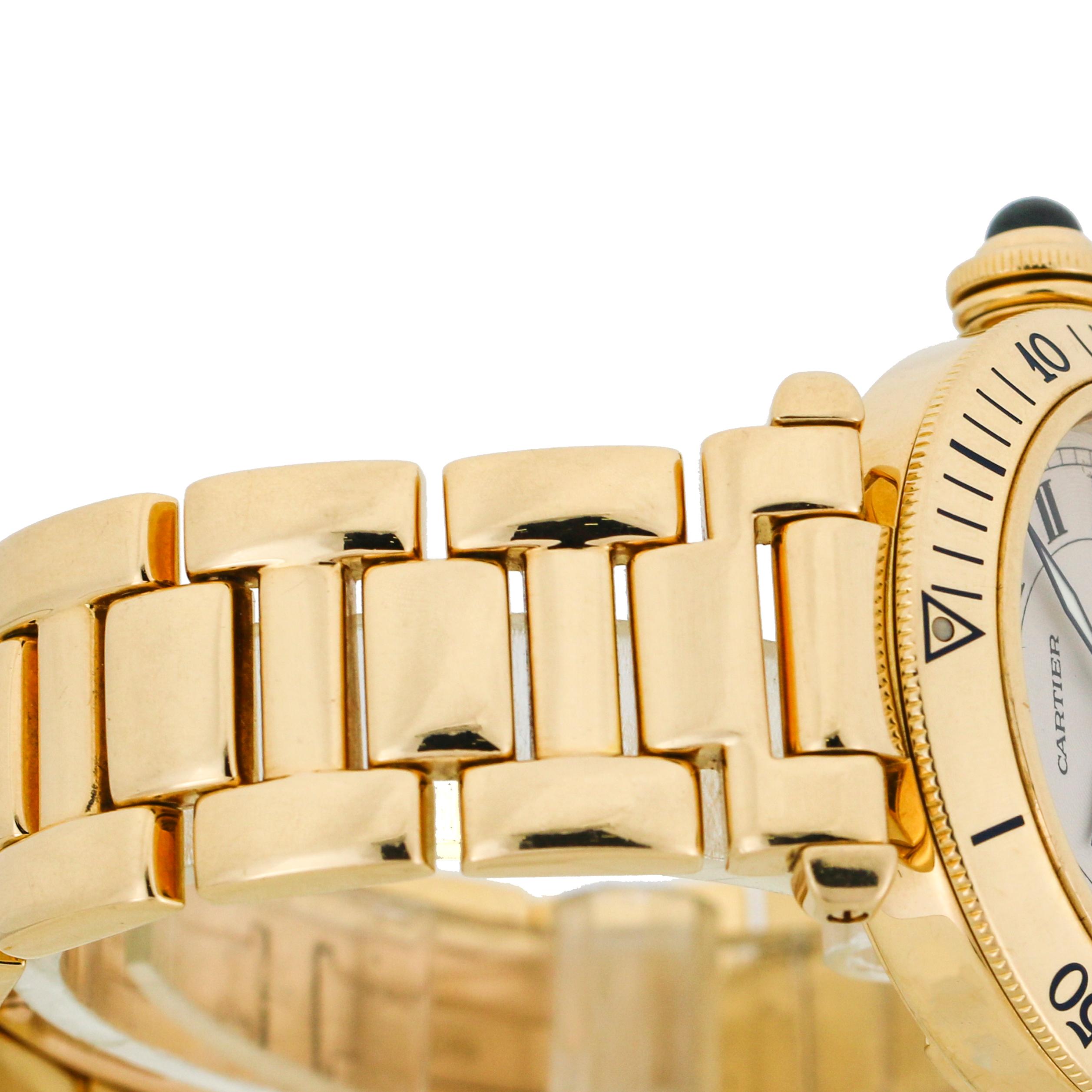 Contemporary Cartier Pasha 18 Karat Yellow Gold Automatic Watch For Sale