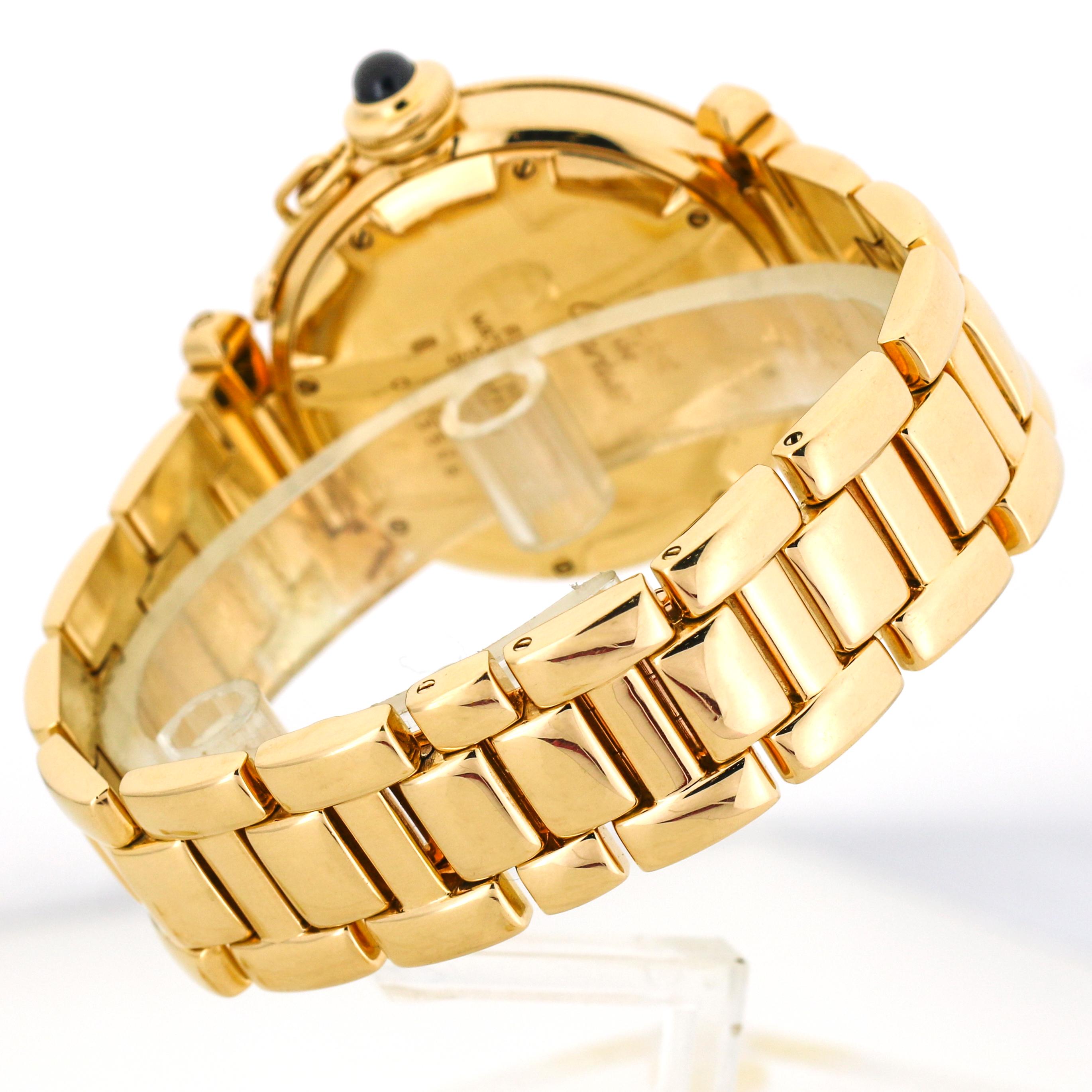 Women's or Men's Cartier Pasha 18 Karat Yellow Gold Automatic Watch For Sale