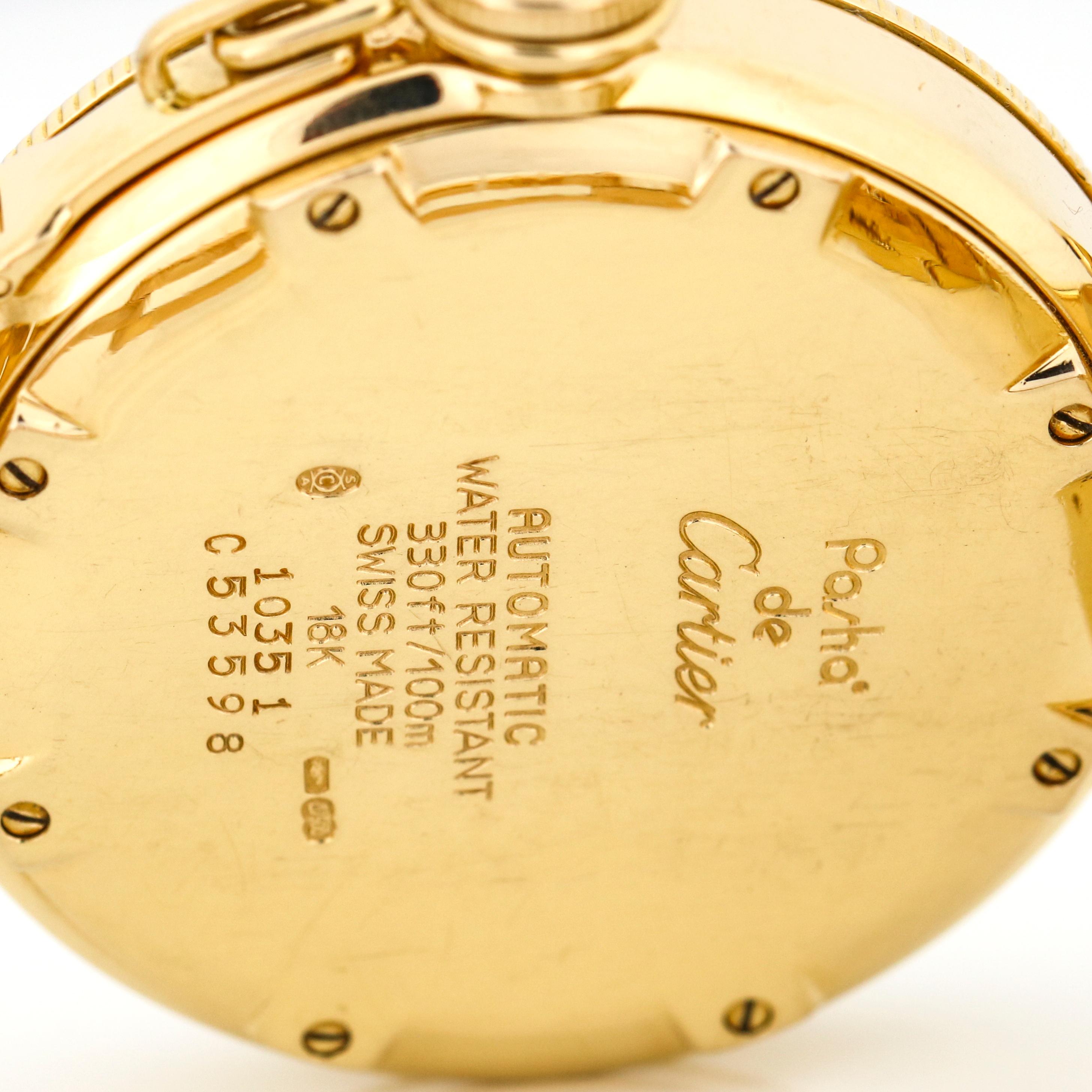 Cartier Pasha 18 Karat Yellow Gold Automatic Watch For Sale 3