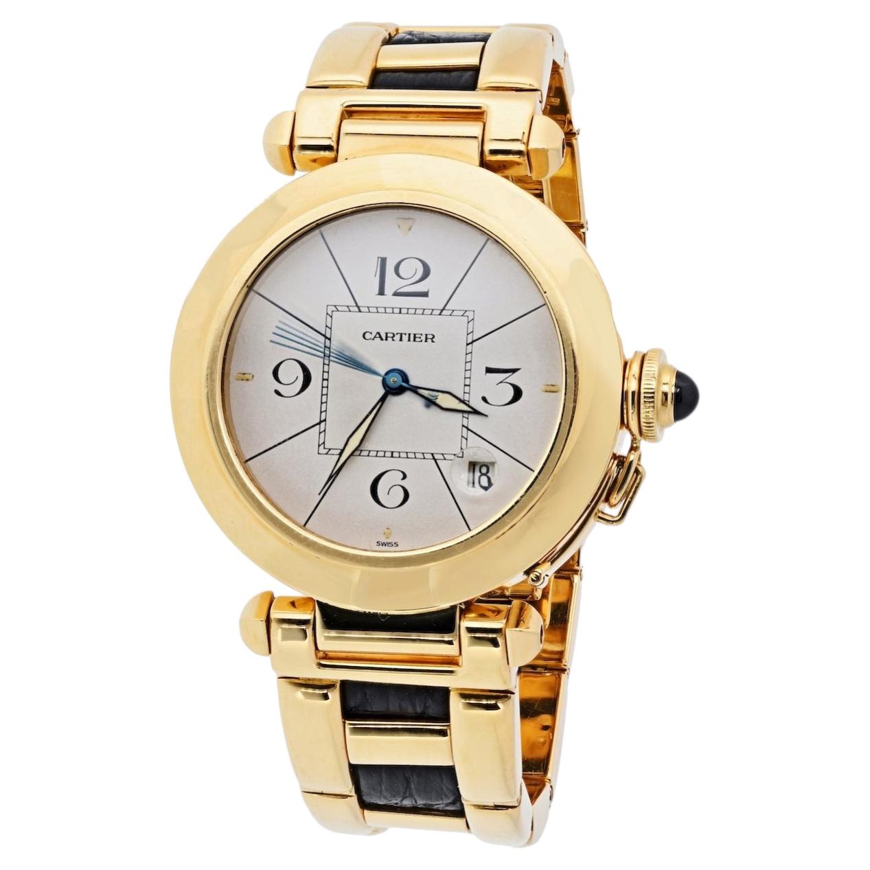 Cartier Pasha Oro Amarillo 18K 38mm Ref. 1989 Reloj con detalles de piel