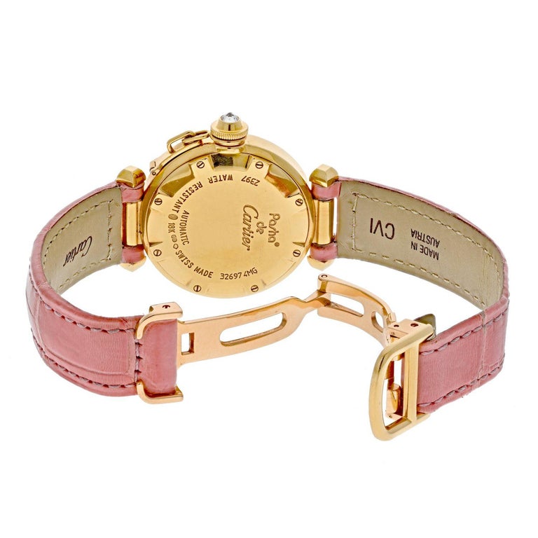 Cartier Pasha 18K Yellow Gold Diamond Round Dial Ladies Watch at 1stDibs