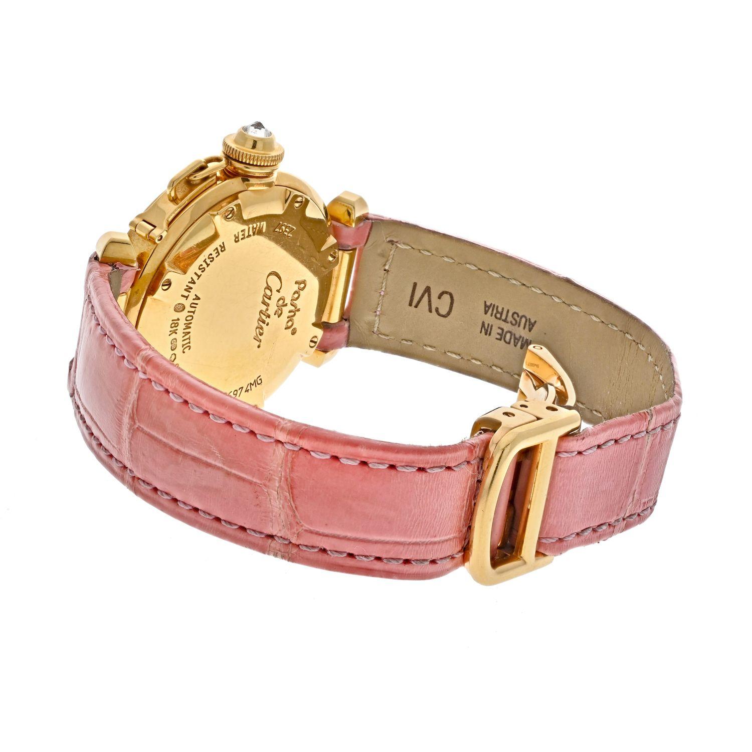Cartier Pasha 18K Yellow Gold Diamond Round Dial Ladies Watch at 1stDibs