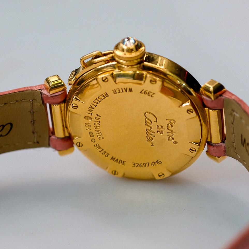 Cartier Pasha 18K Yellow Gold Diamond Round Dial Ladies Watch 6