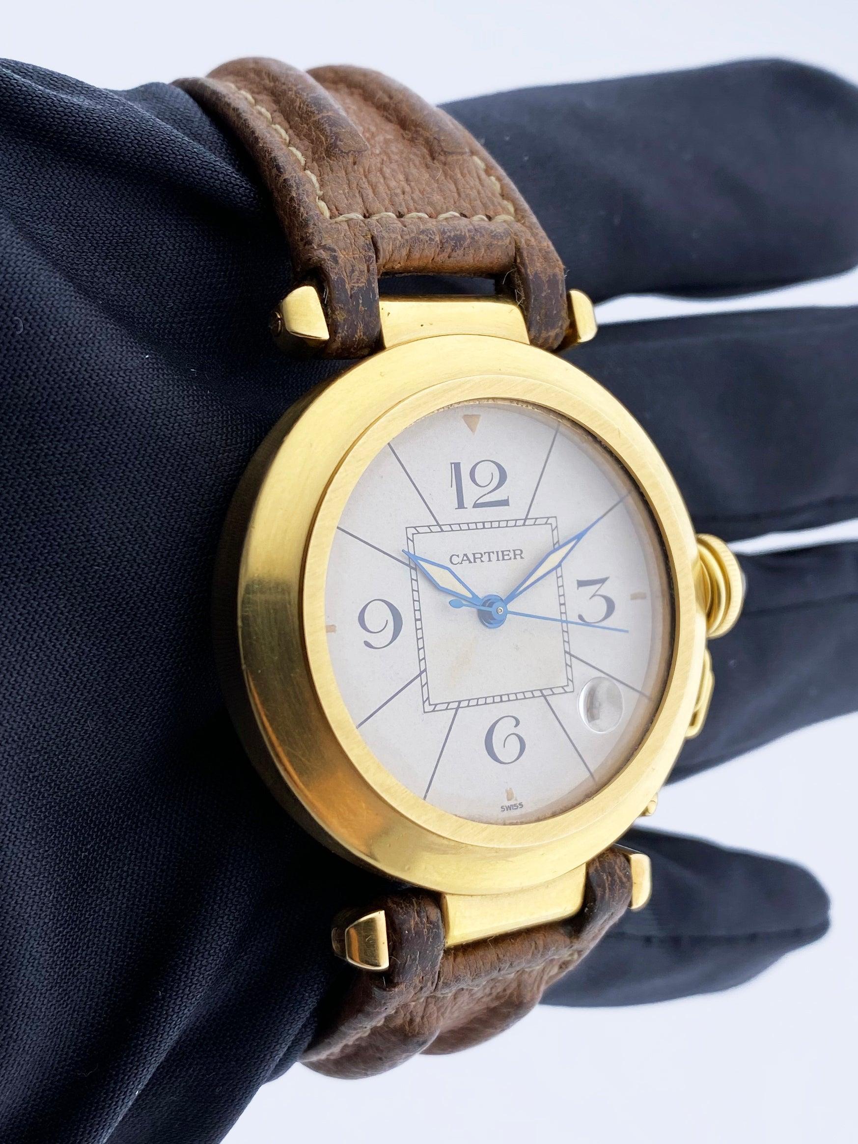 Men's Cartier Pasha 18K Yellow Gold Mens Watch Box Papers
