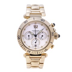 Cartier Pasha 2111 W30140D1 Herren Automatikuhr Chrono 18K Gelbgold 38Mm