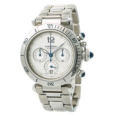 Cartier Pasha 2113 / W31030H3 Men's Automatic Watch Silver Dial SS