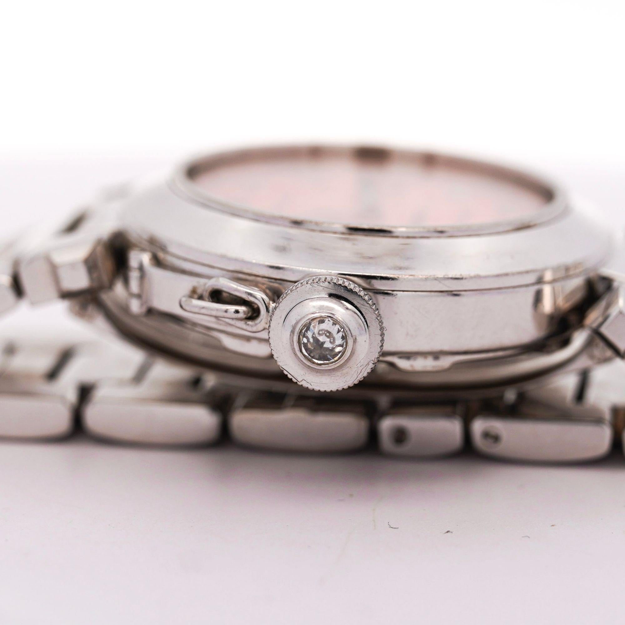 Cartier Pasha 2308 Diamant 18K Weißgold Rosa Zifferblatt Armband Automatikuhr im Angebot 1