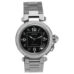 Cartier Pasha #2324 Stainless Steel Custom Diamond Watch