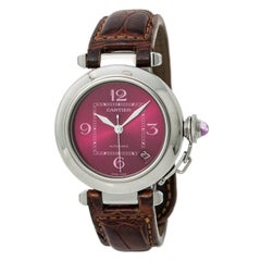 Cartier Pasha 2324 Unisex Automatic Watch Maroon Dial Stainless Steel