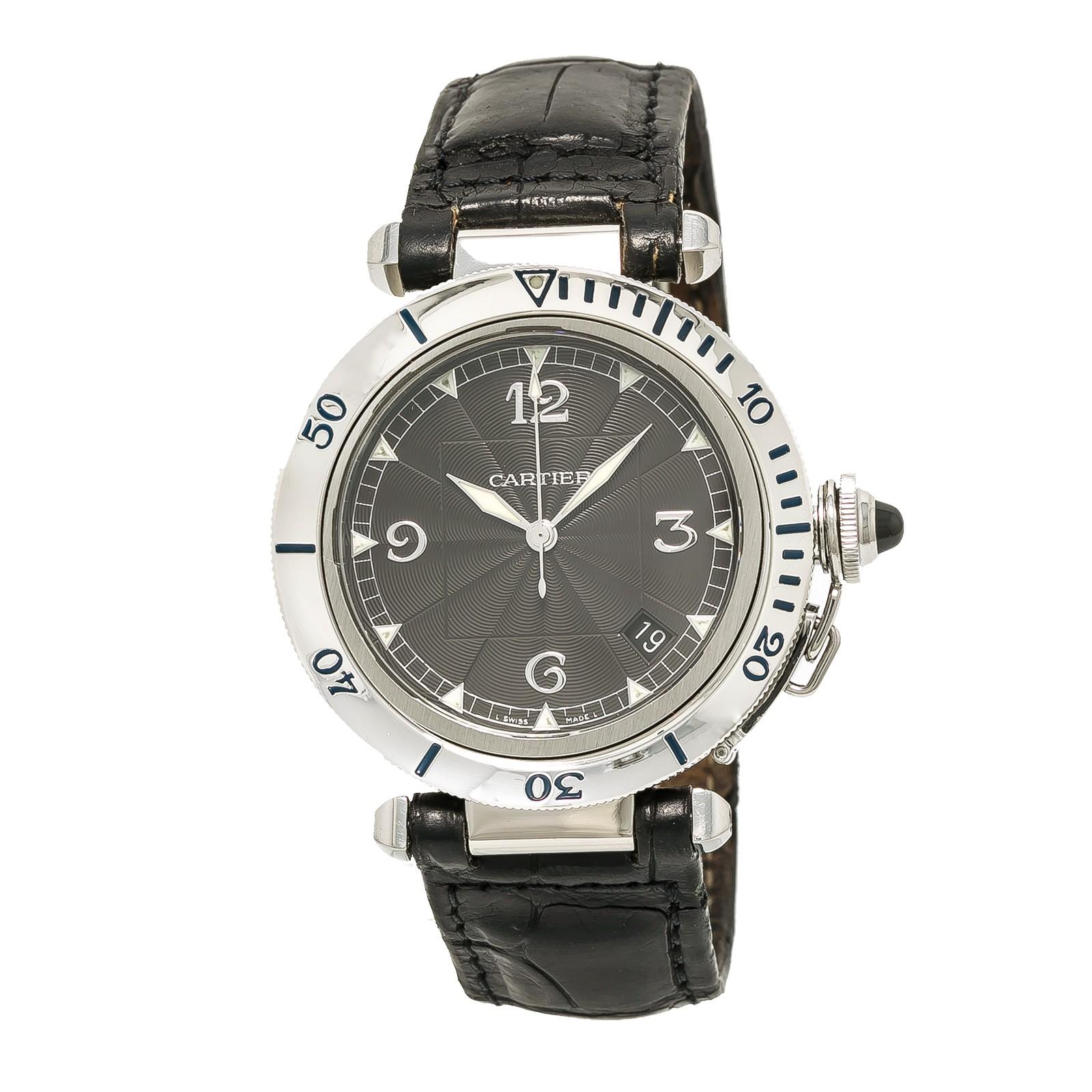 cartier pasha 38mm automatic watch stainless steel band