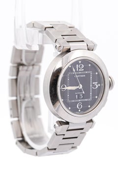 Cartier Pasha 2475 Black Dial Automatic 35mm Watch With Box and Service Papers