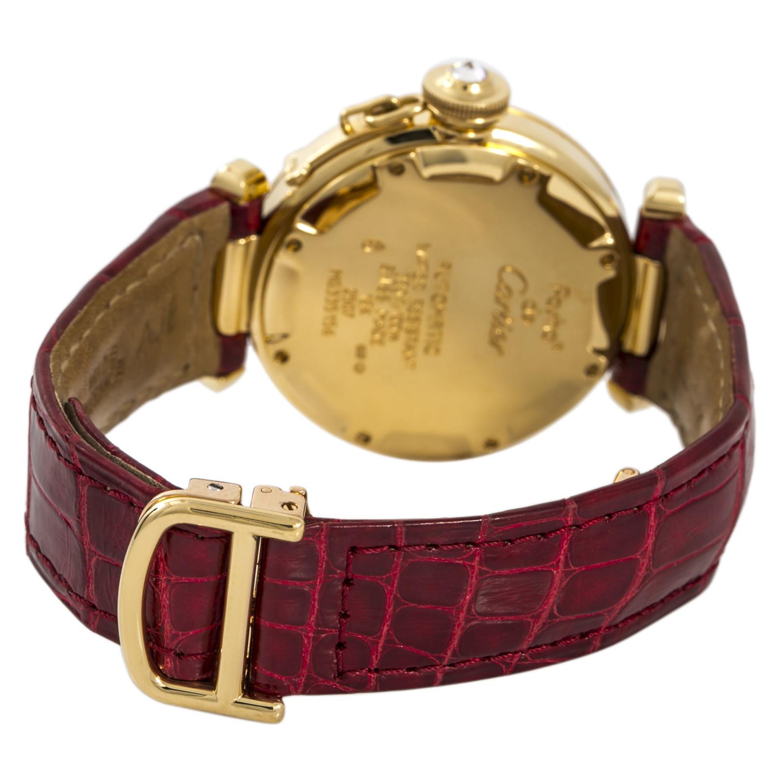 Cartier Pasha 2507 Womens Automatic Watch 1CT Factory Diamond 18K YG 35mm

