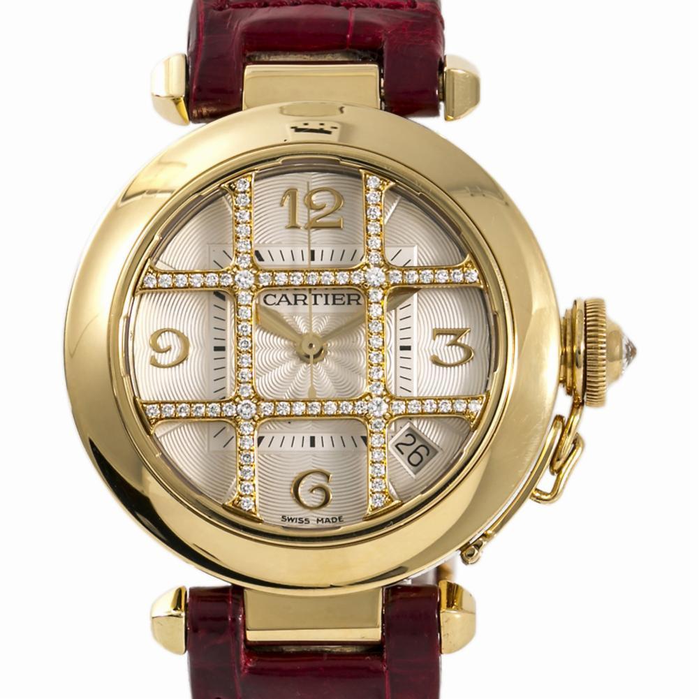 Women's Cartier Pasha 2507 Women’s Automatic Watch 1 Carat Factory Diamond 18 Karat YG For Sale